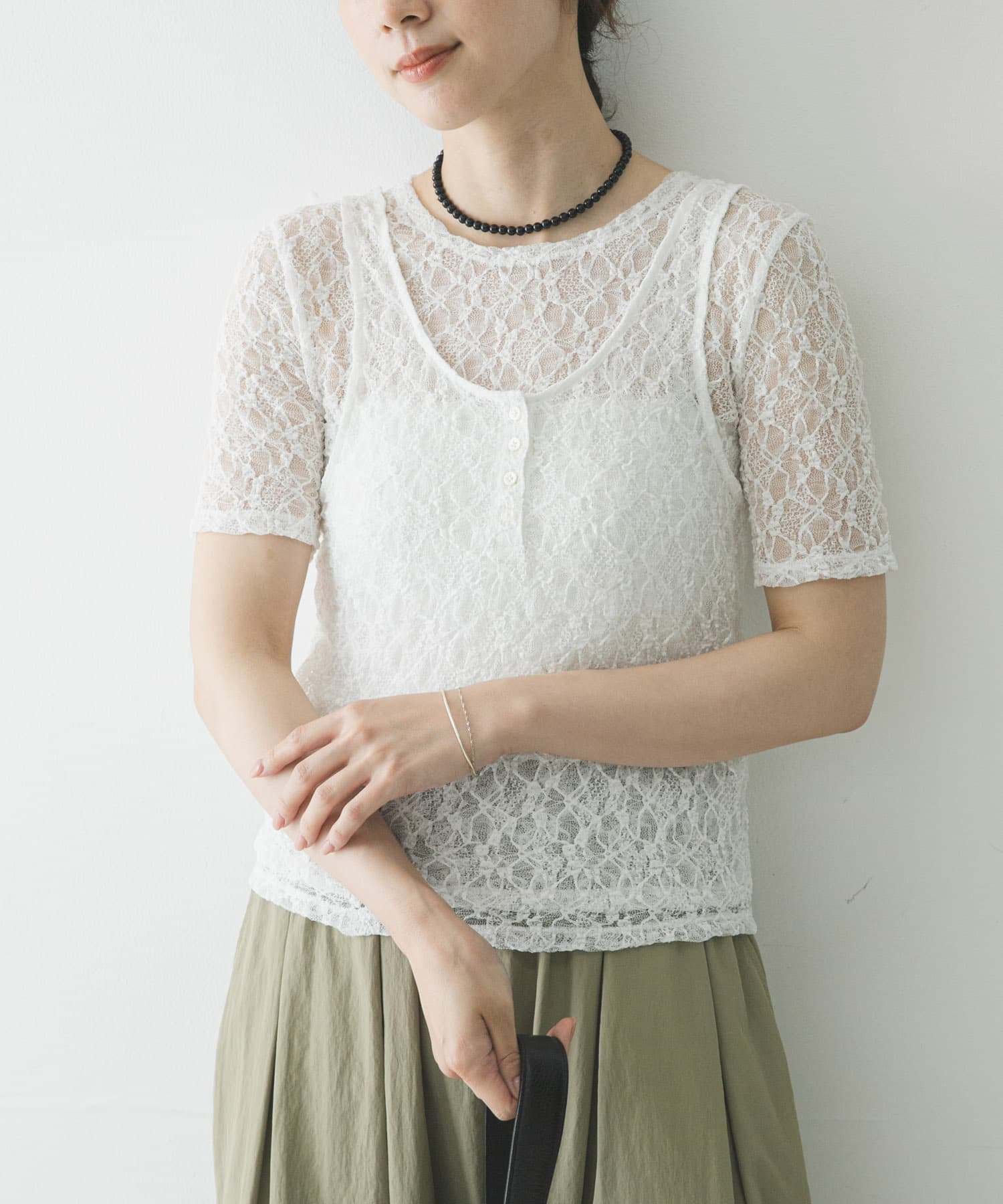 ストレッチレースコンパクトTシャツ
