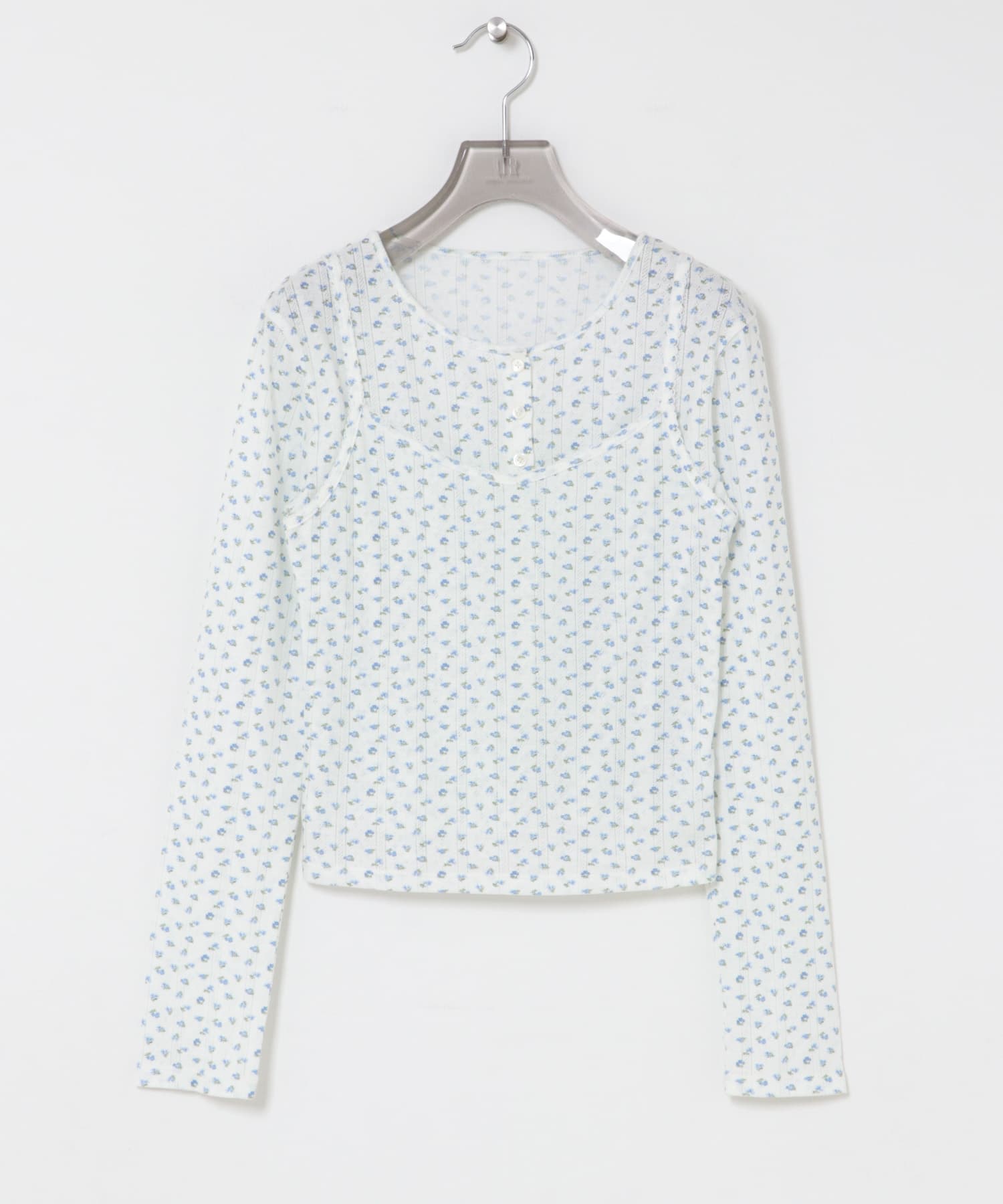 『WEB限定』キャミセットフラワーアイレットレースカーディガン BLUE Free