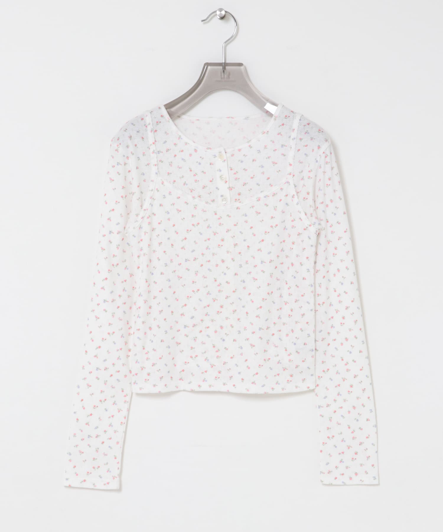 『WEB限定』キャミセットフラワーアイレットレースカーディガン PINK Free