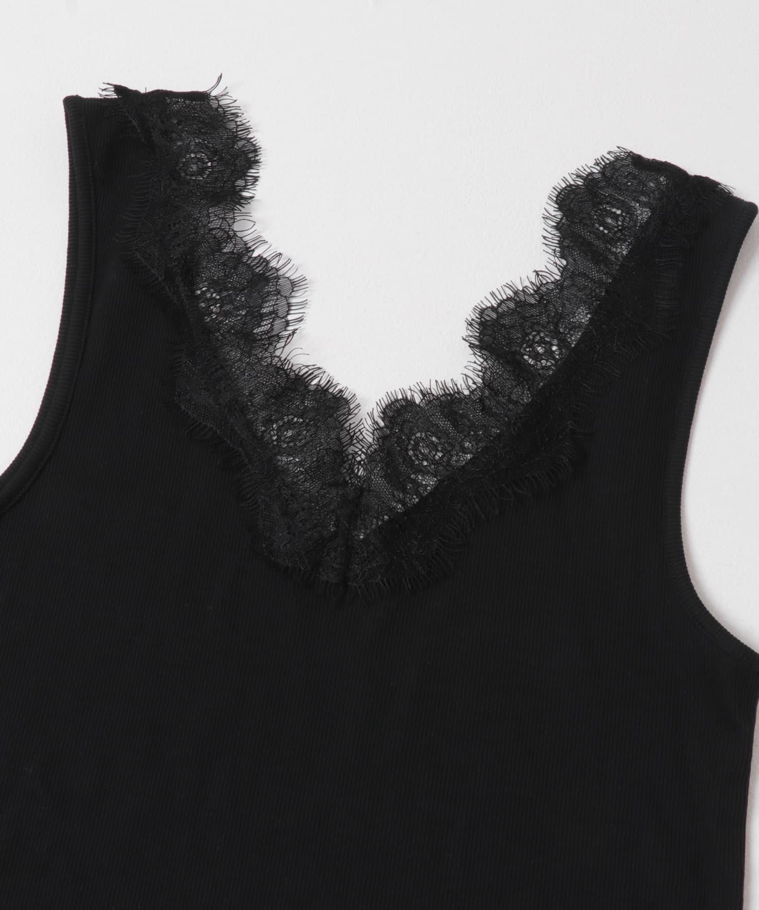 スカラップレースタンクトップ BLACK Free