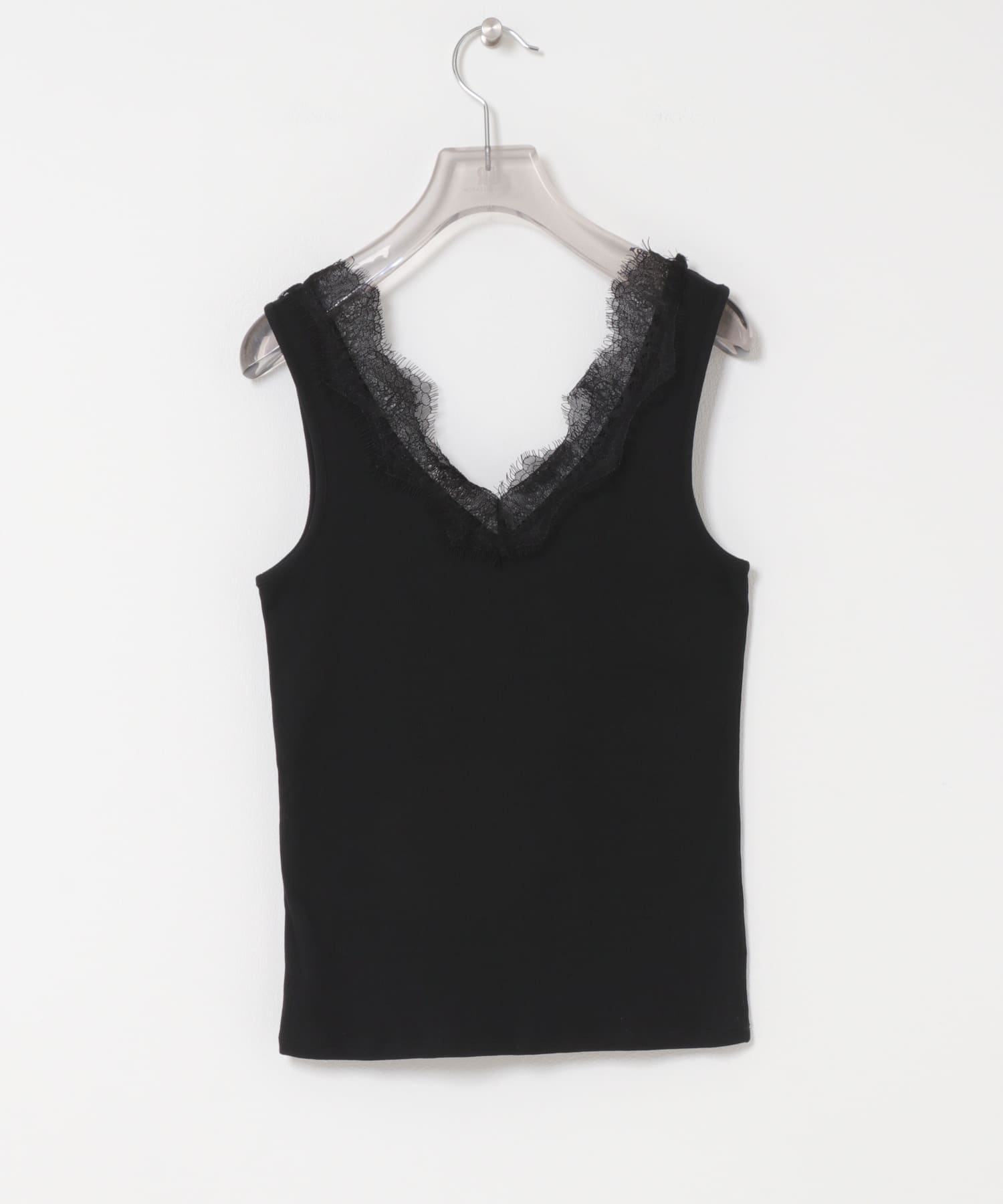 スカラップレースタンクトップ BLACK Free