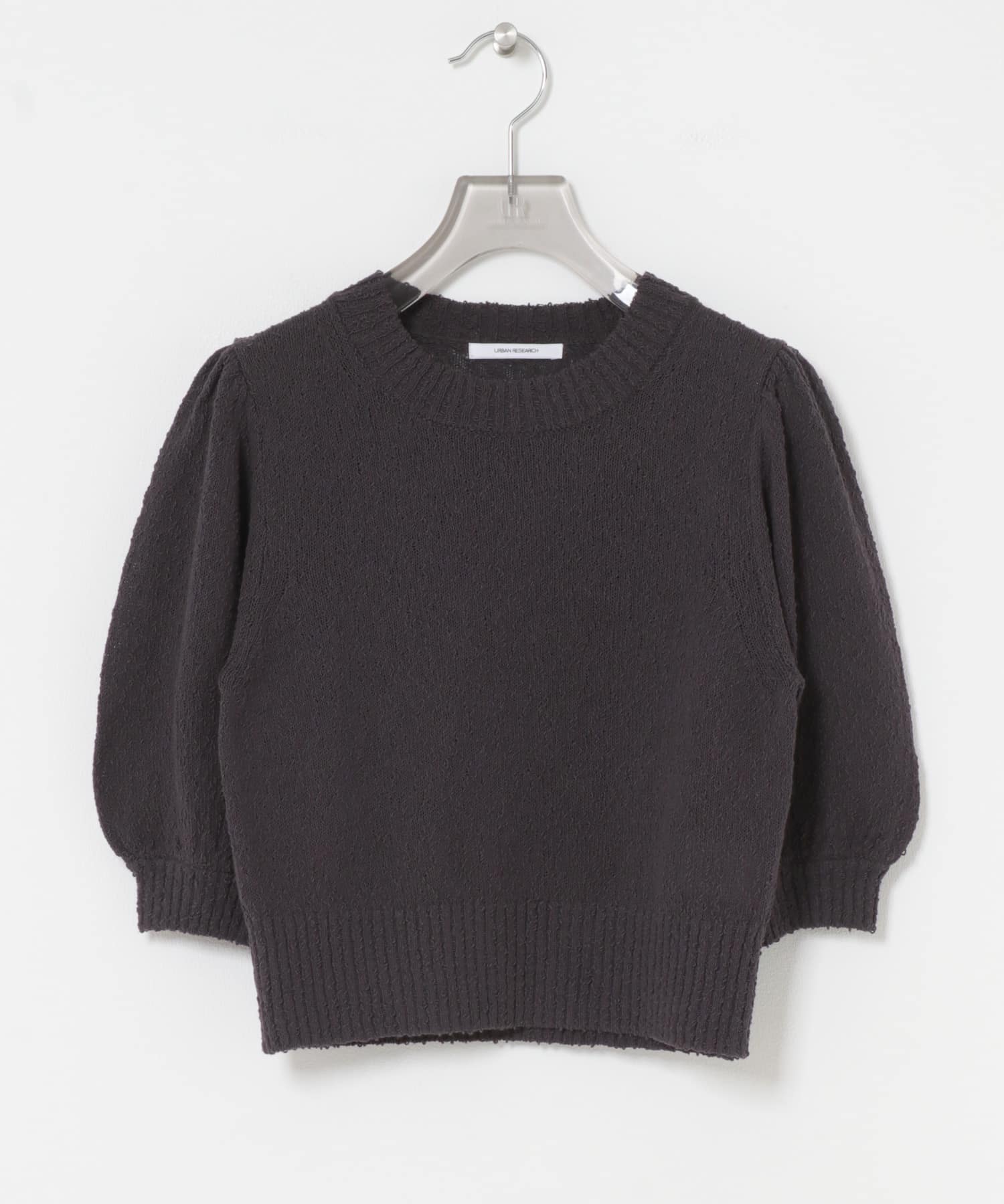 ボリューム袖ショート丈ニット CHARCOAL Free