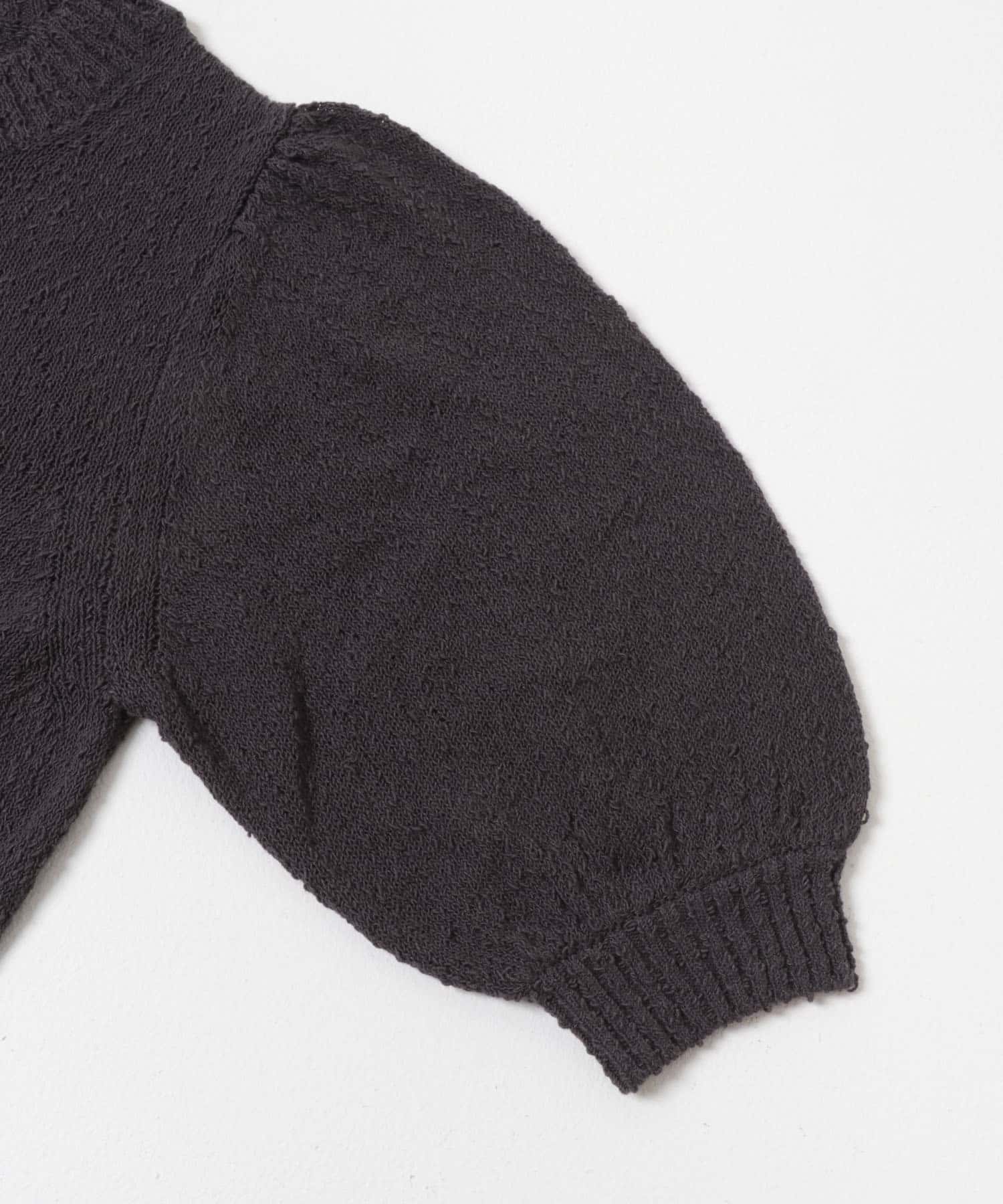 ボリューム袖ショート丈ニット CHARCOAL Free