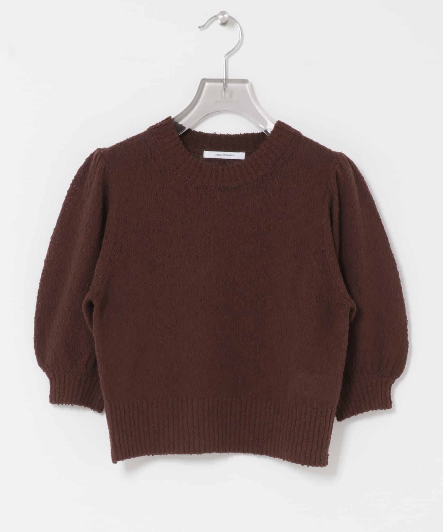 ボリューム袖ショート丈ニット BROWN Free