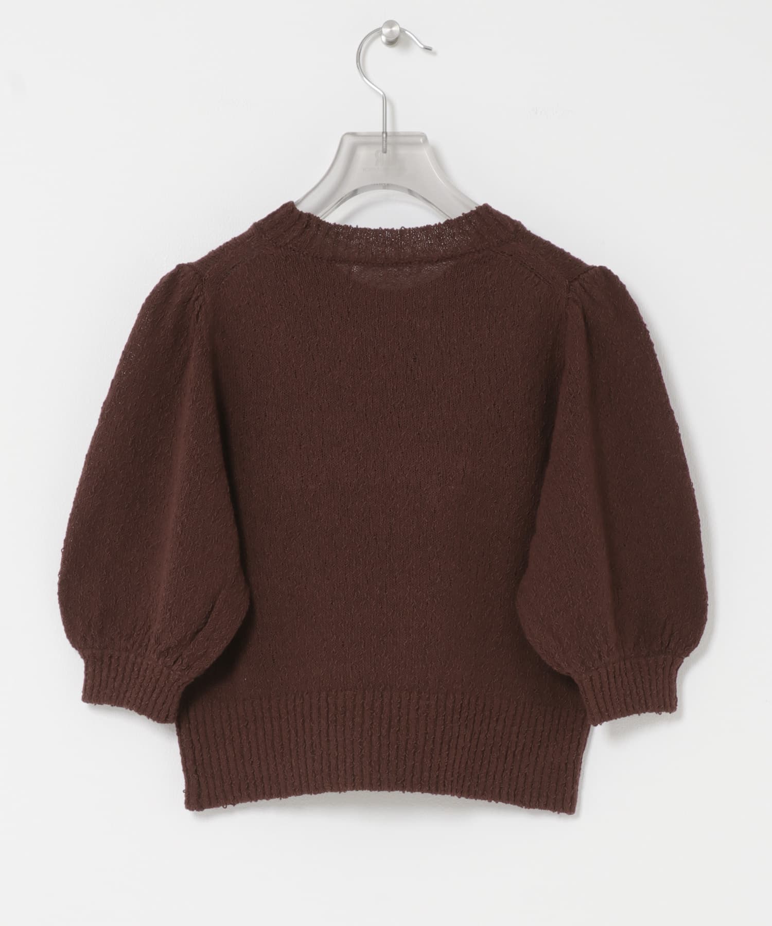 ボリューム袖ショート丈ニット BROWN Free