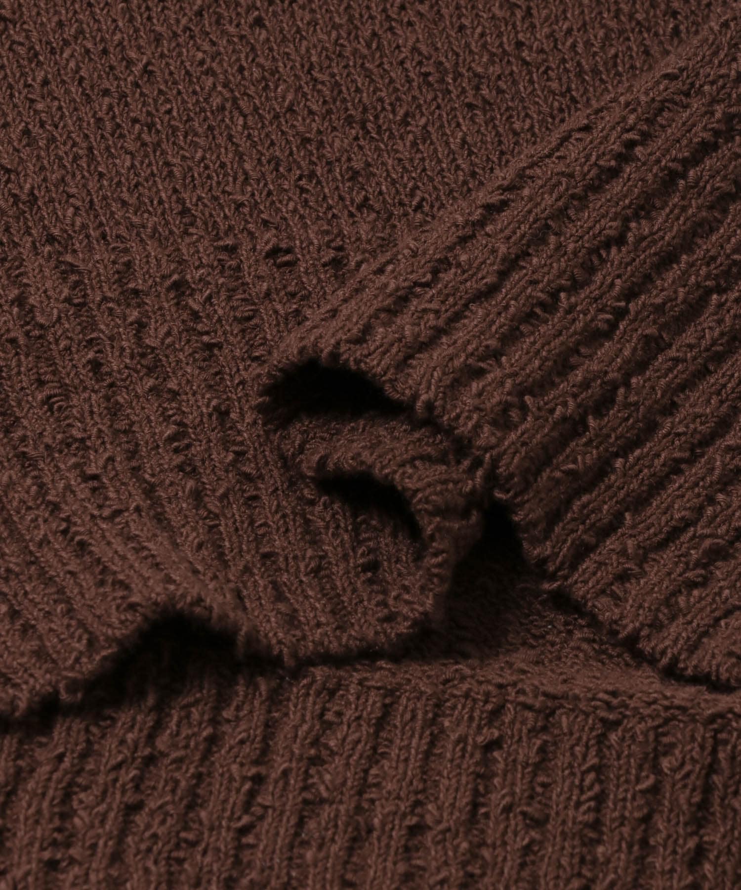 ボリューム袖ショート丈ニット BROWN Free
