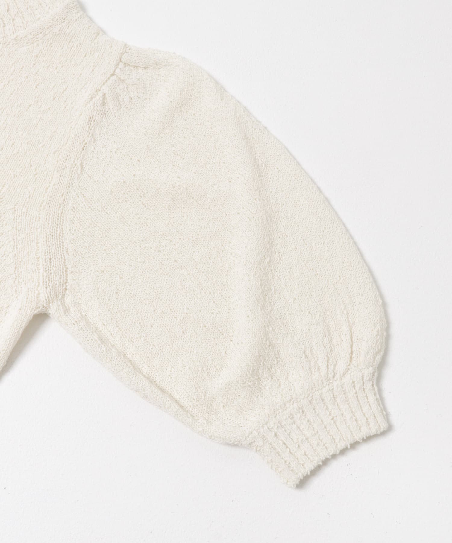 ボリューム袖ショート丈ニット OFF WHITE Free