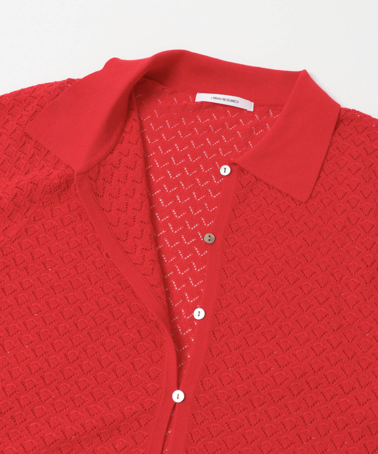 シャツカラーレースニット RED Free
