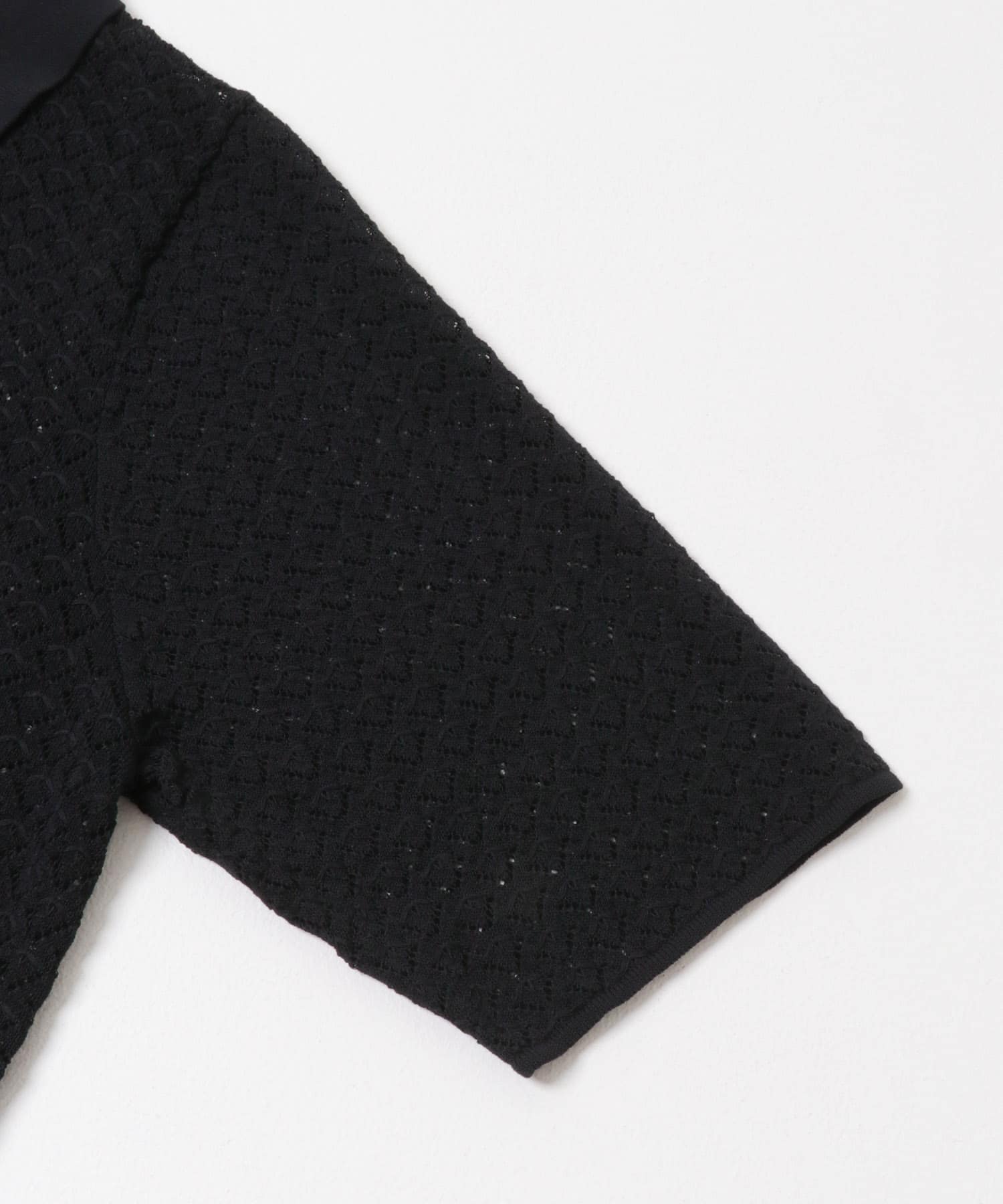シャツカラーレースニット BLACK Free