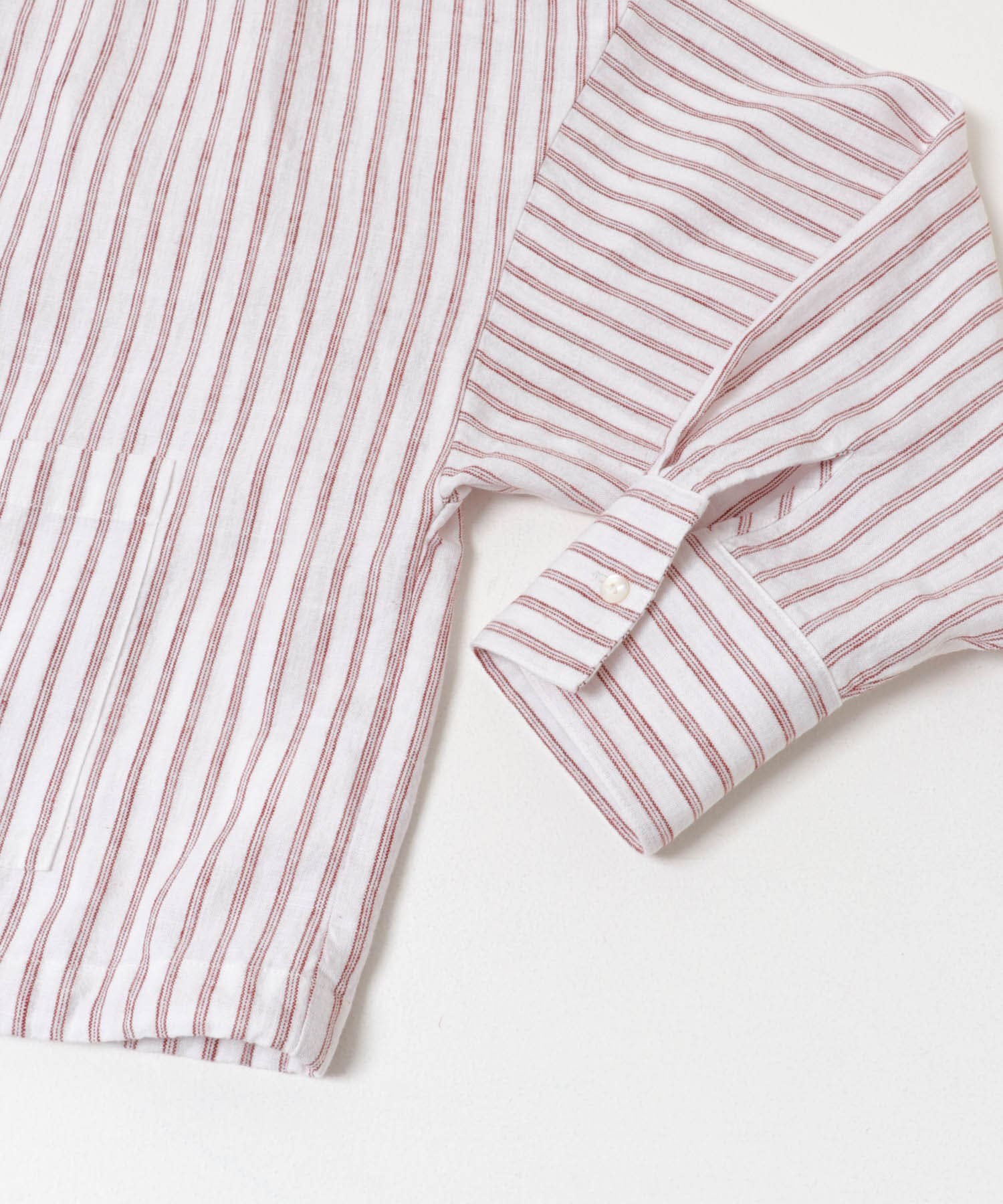 ラミーレーヨンワイドショートシャツ RED STRIPE Free