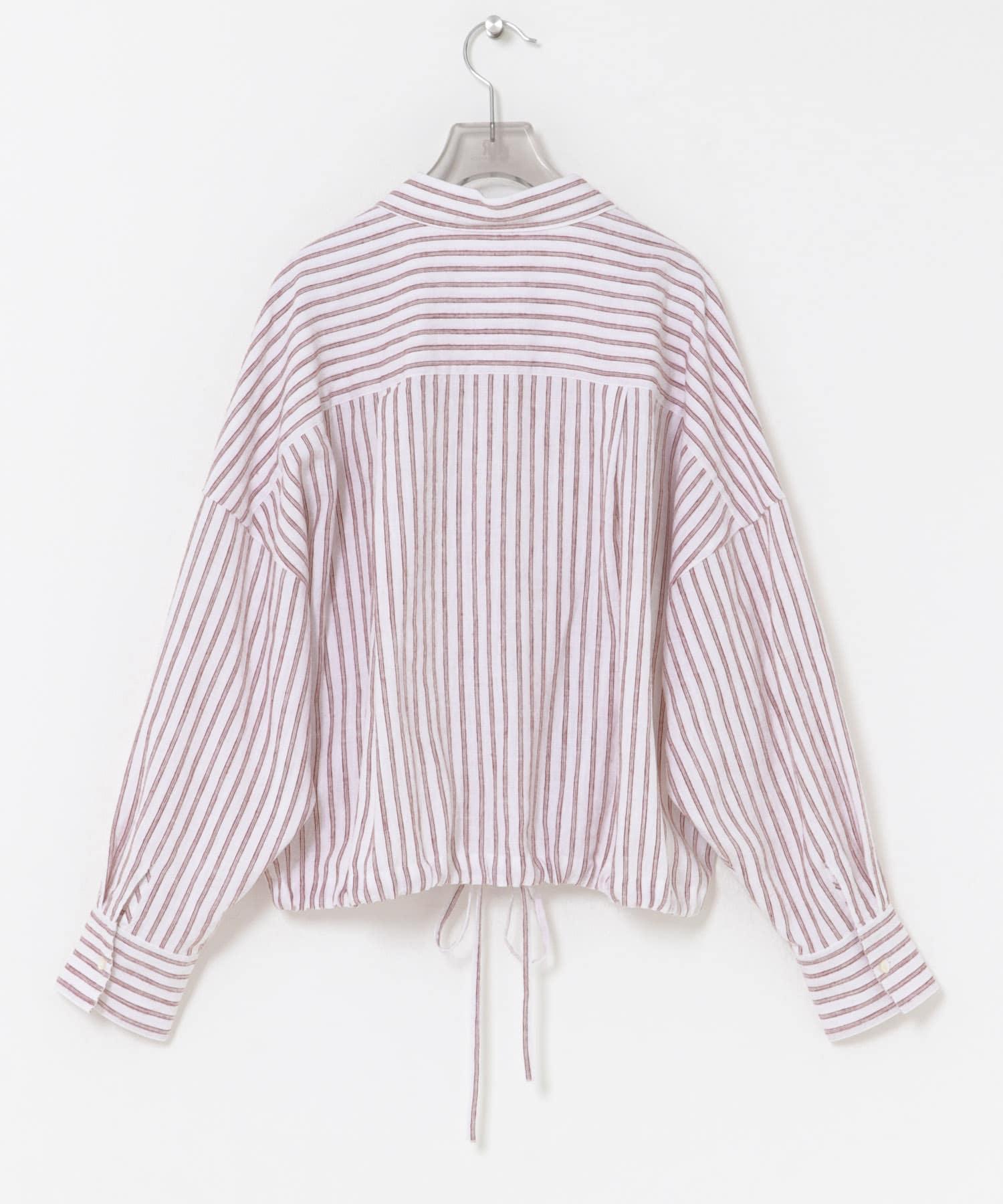 ラミーレーヨンワイドショートシャツ RED STRIPE Free
