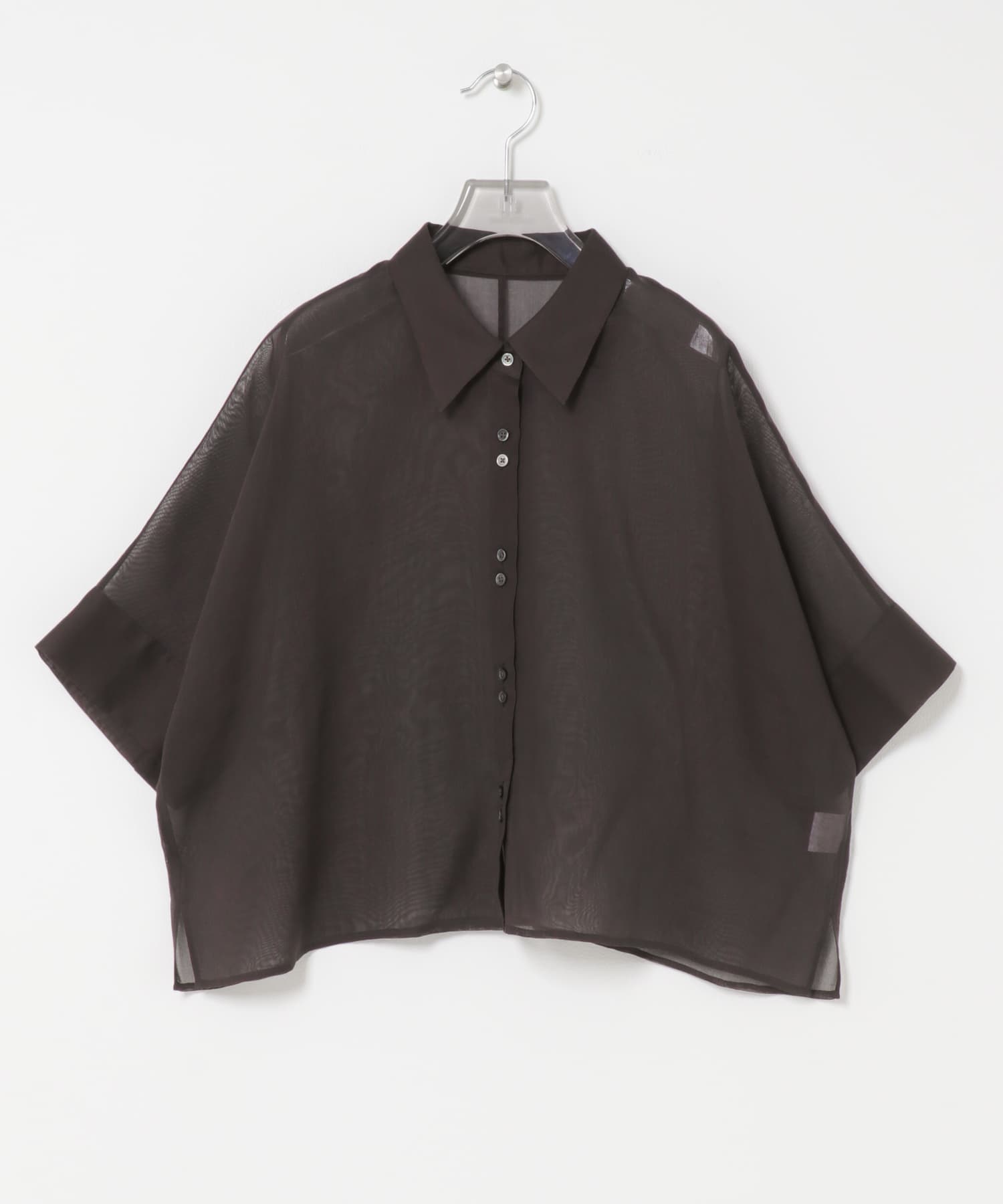 ハーフスリーブシアーショートシャツ BROWN Free