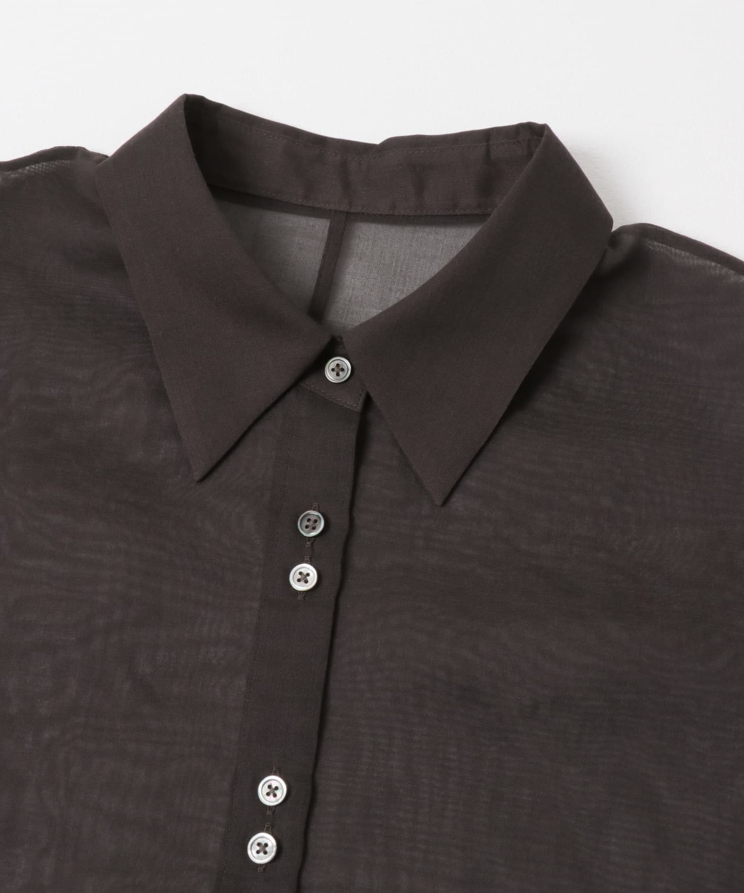 ハーフスリーブシアーショートシャツ BROWN Free