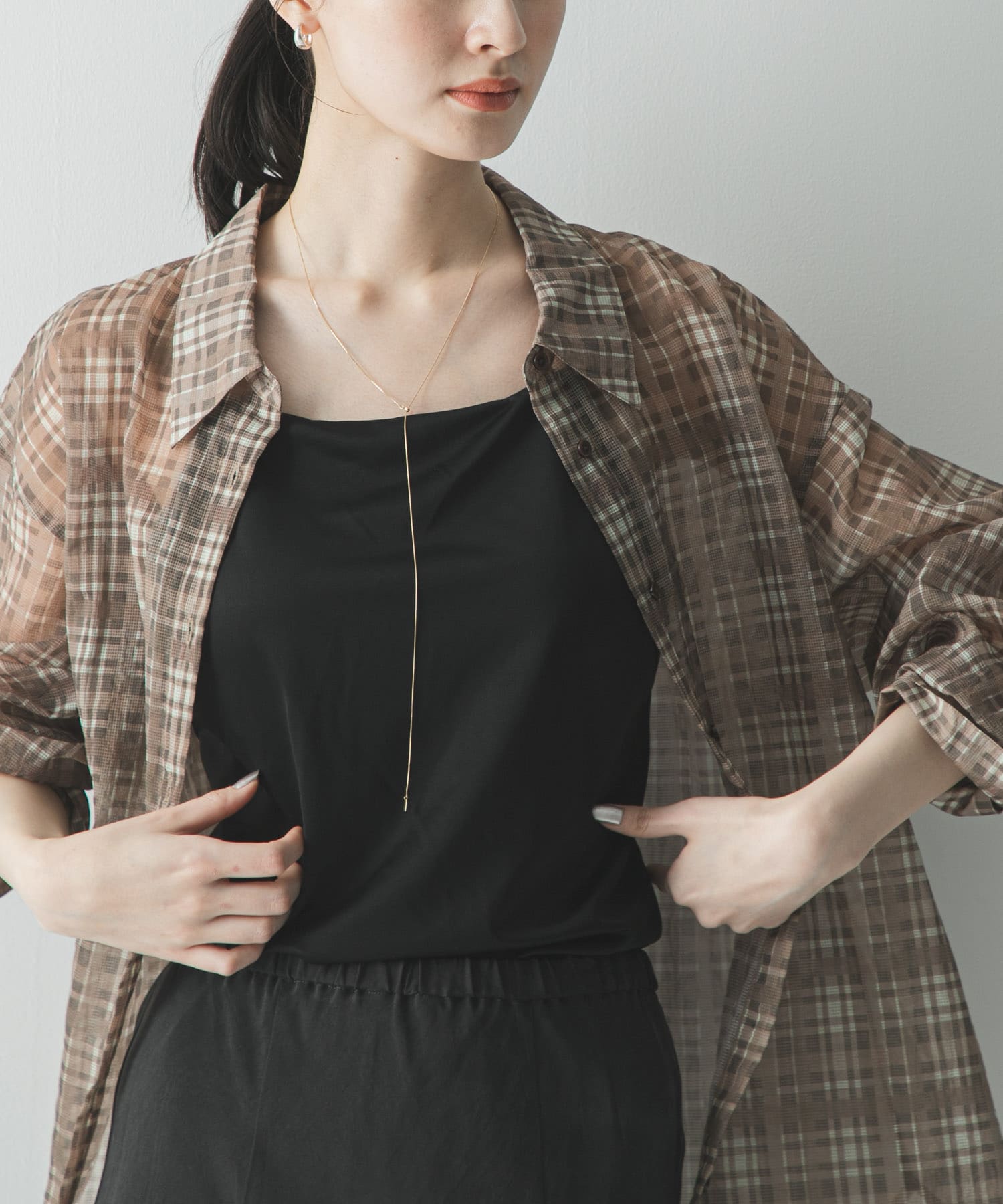 シアーチェックオーバーシャツ