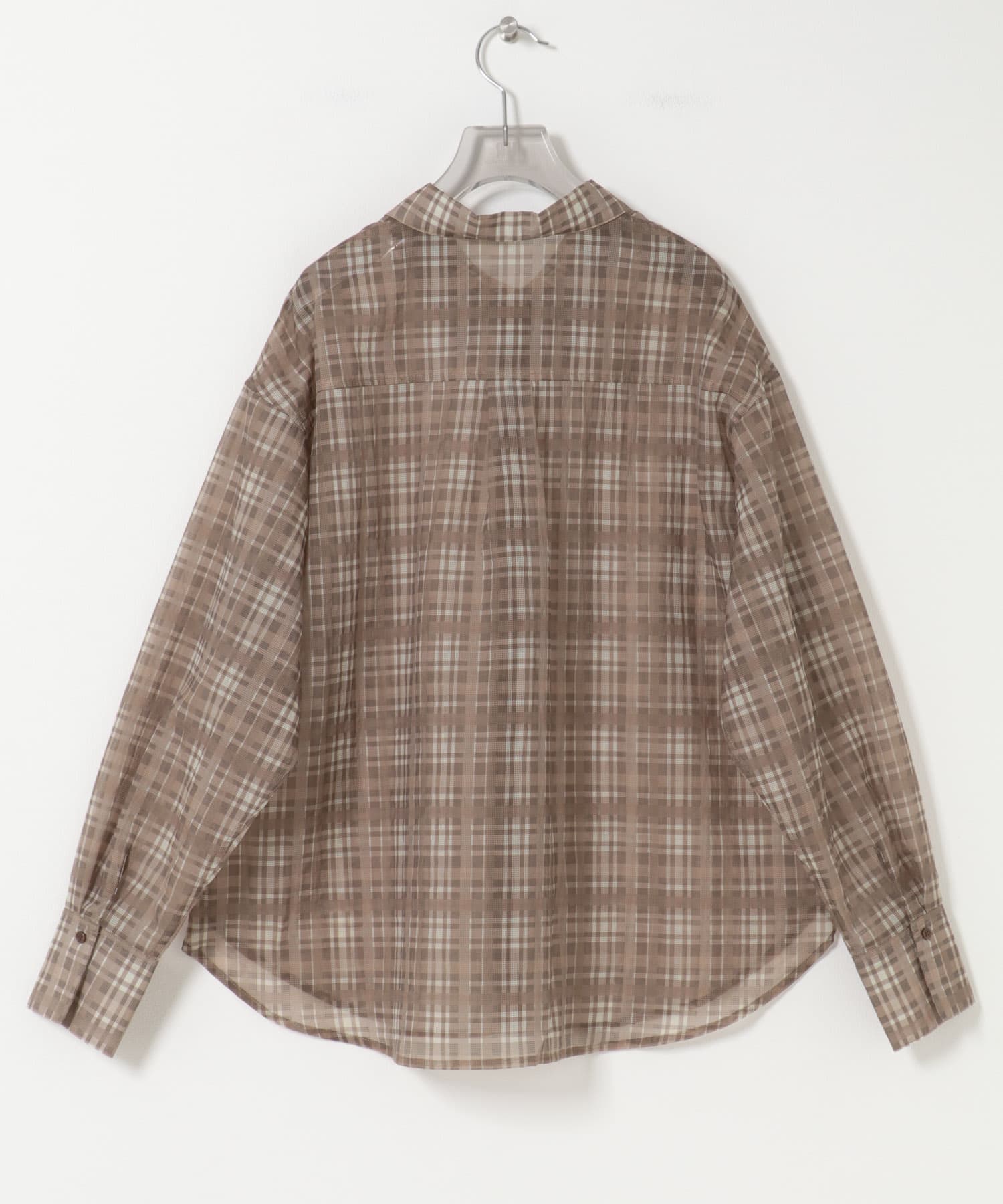 シアーチェックオーバーシャツ LT BROWN Free