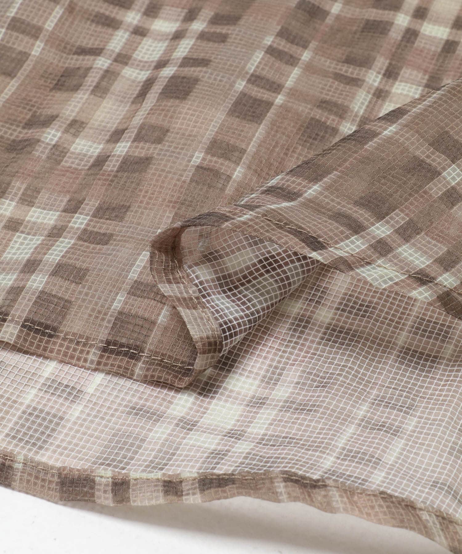 シアーチェックオーバーシャツ LT BROWN Free