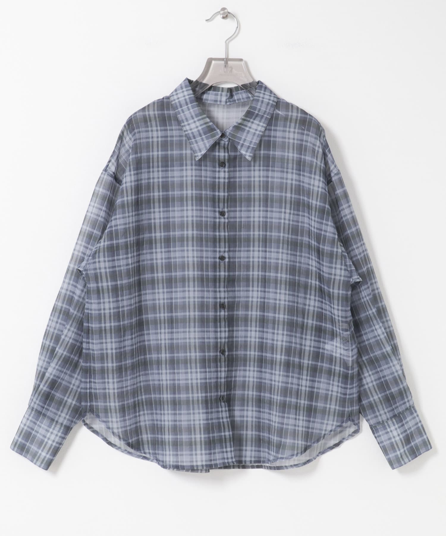 シアーチェックオーバーシャツ BLUE Free