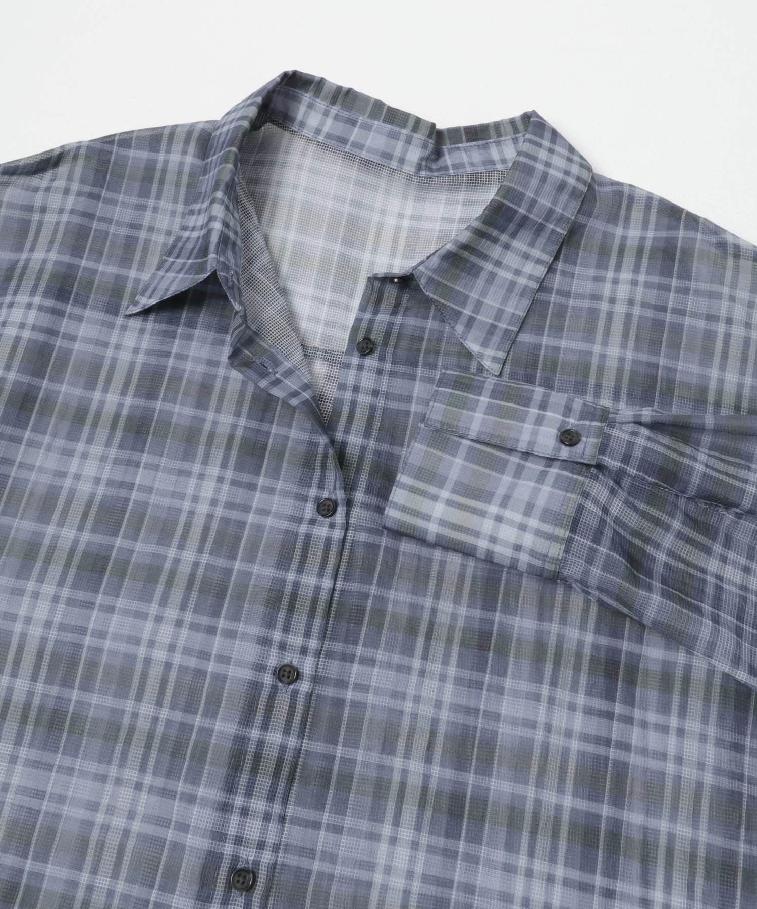 シアーチェックオーバーシャツ BLUE Free