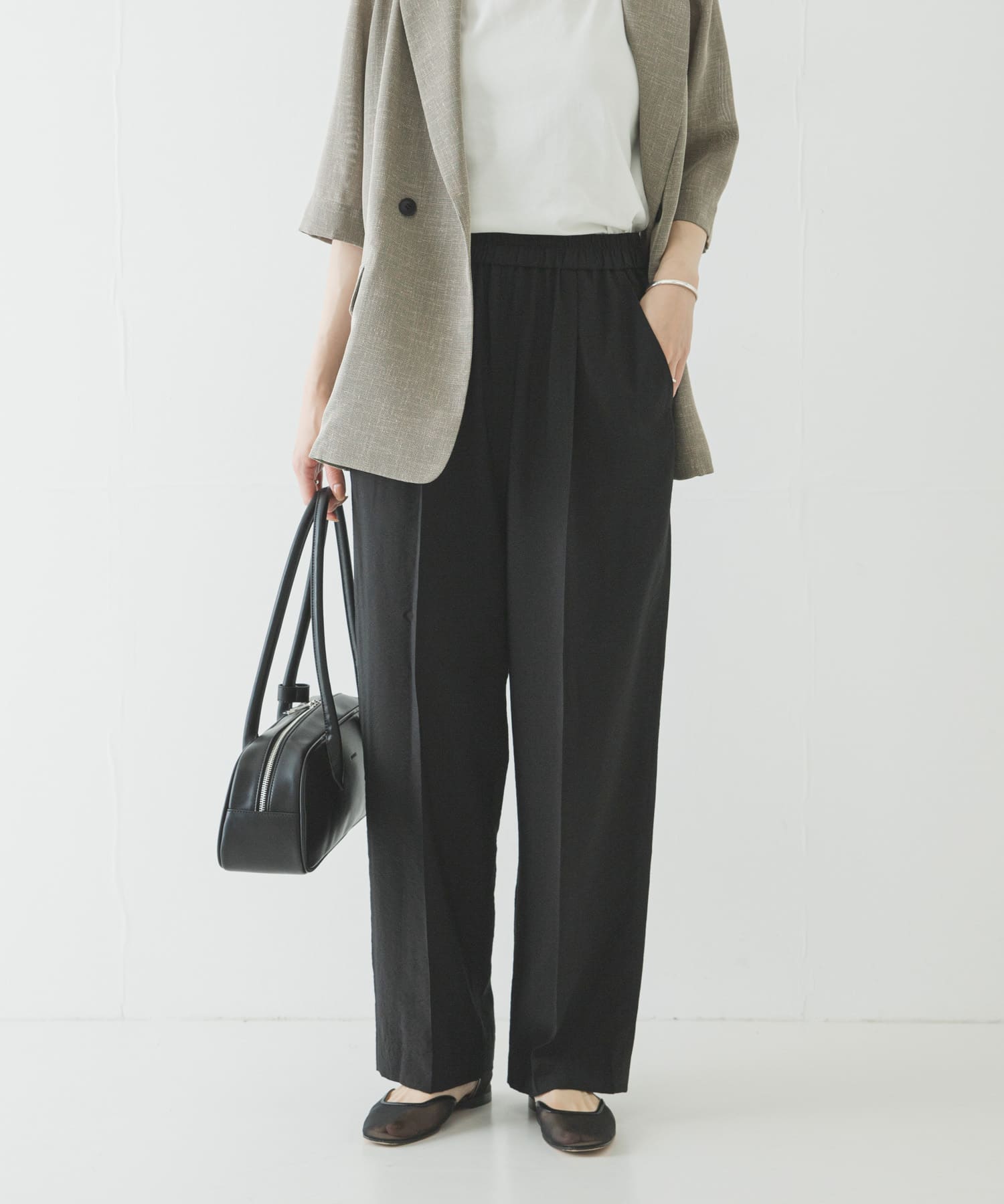 『3サイズ展開』ポプリンイージーテーパードパンツ