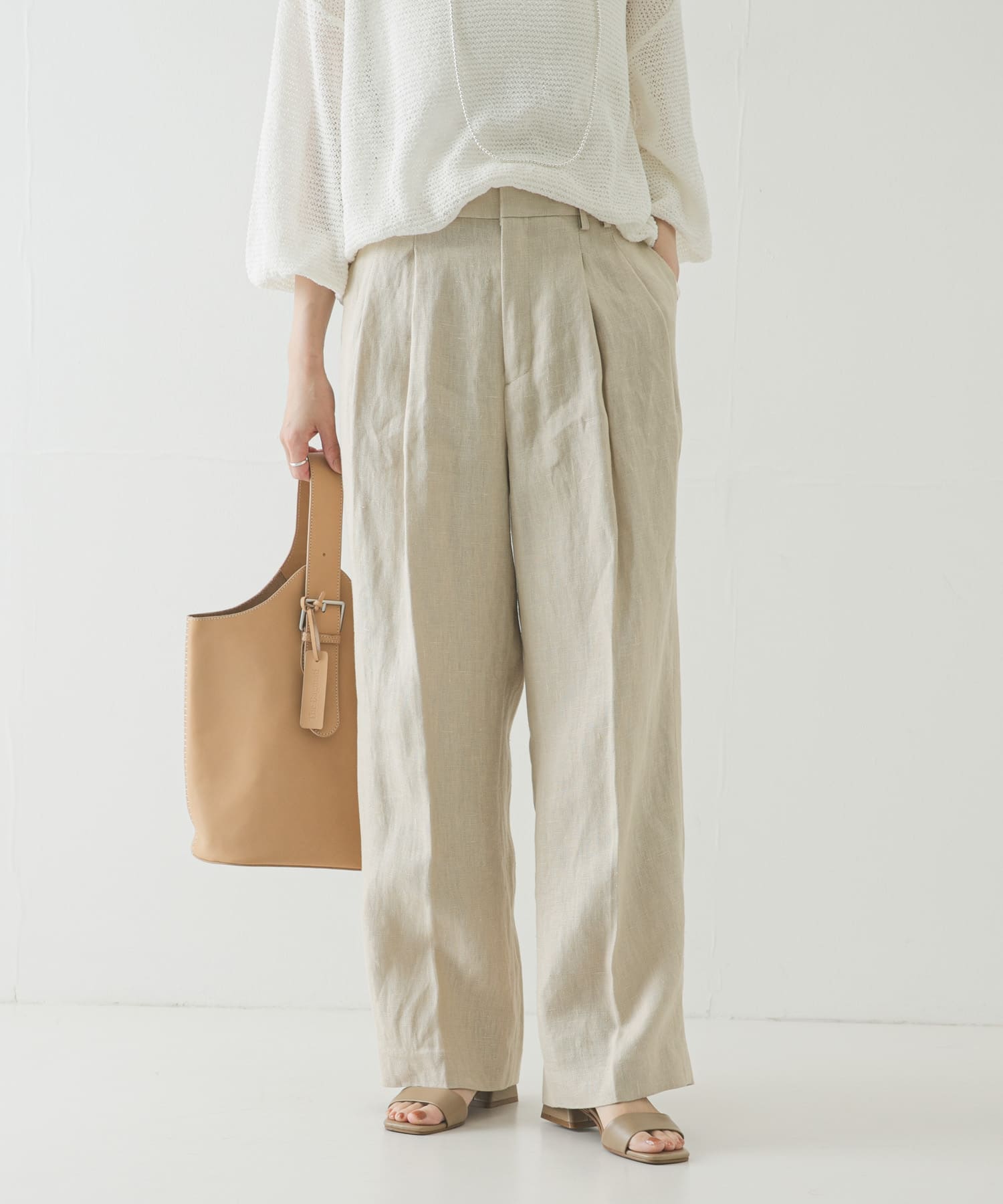 オックスリネンストレートパンツ