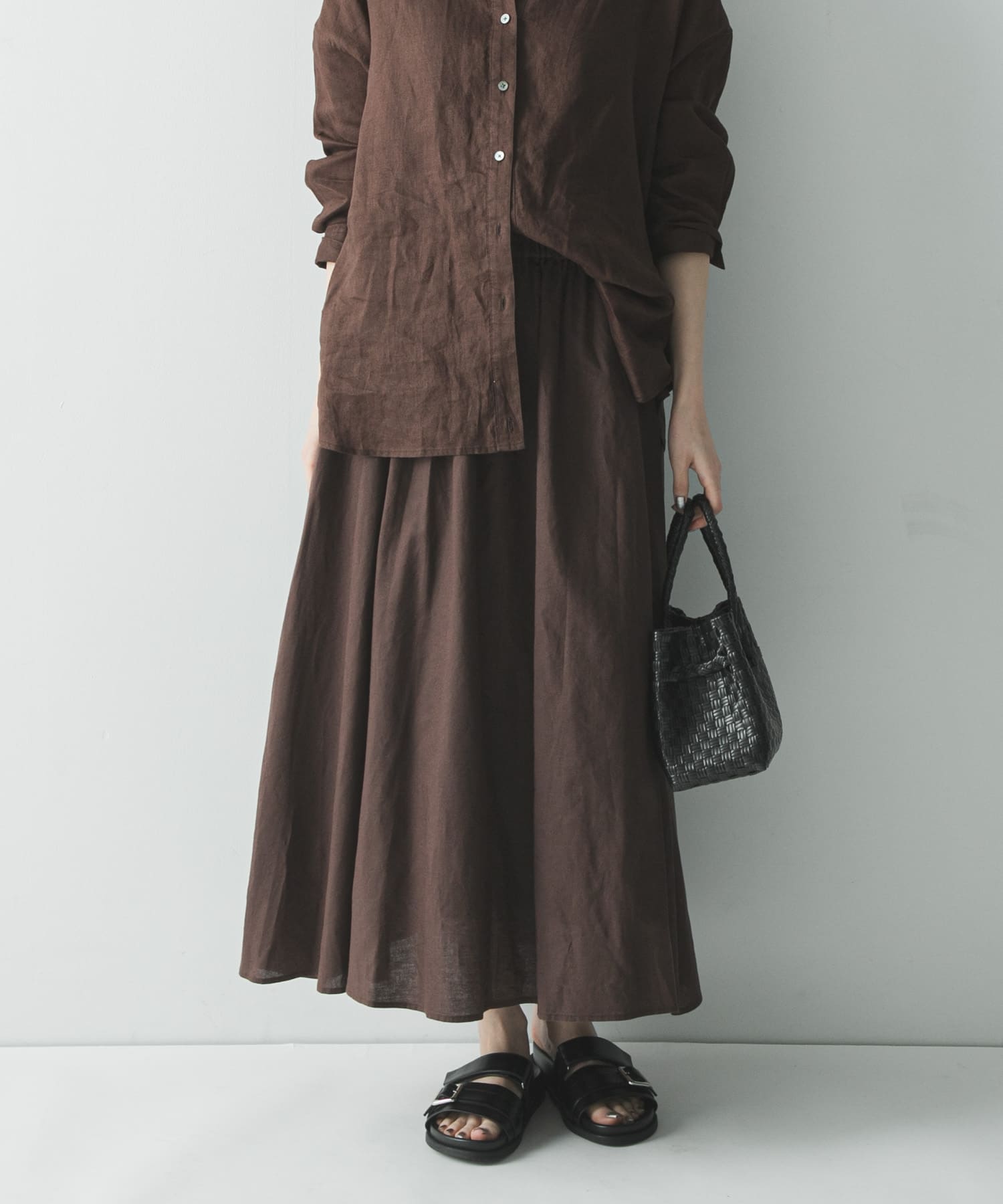 リネンコットンギャザースカート