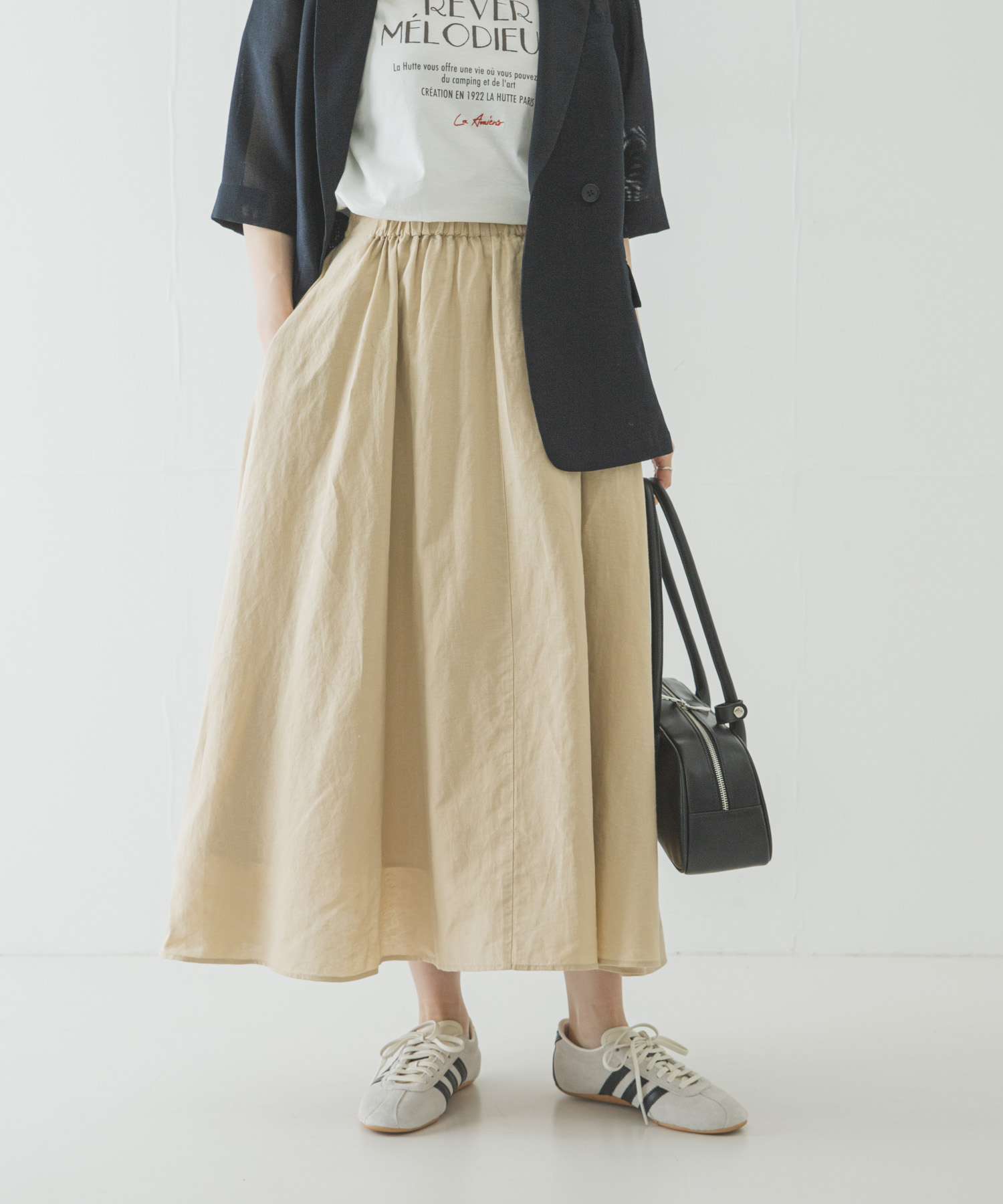 リネンコットンギャザースカート