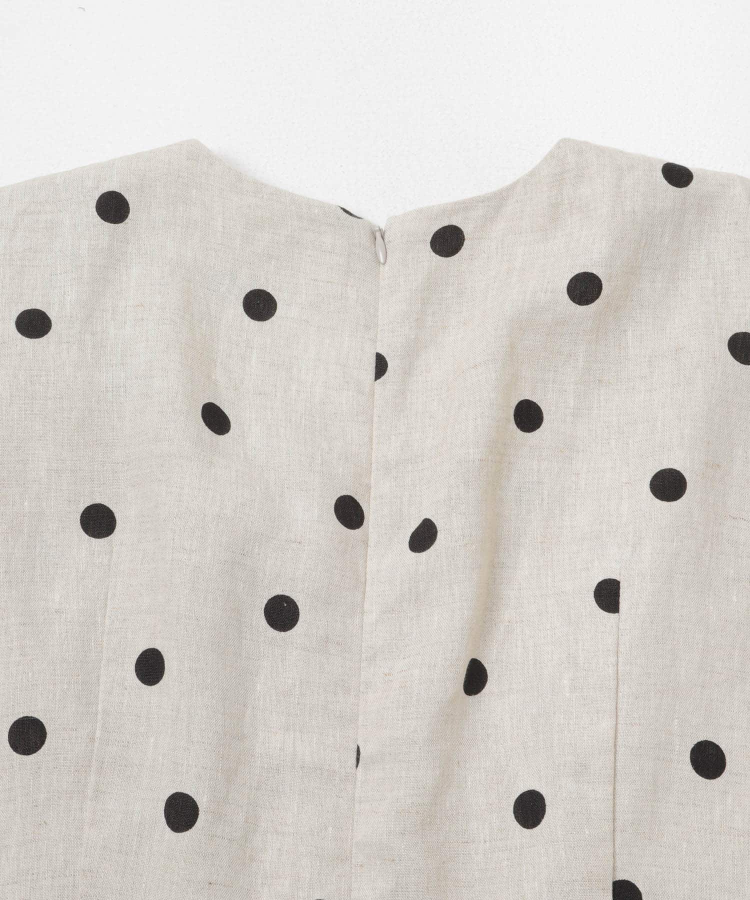 フレンチスリーブリネンワンピース BEIGE DOT 36