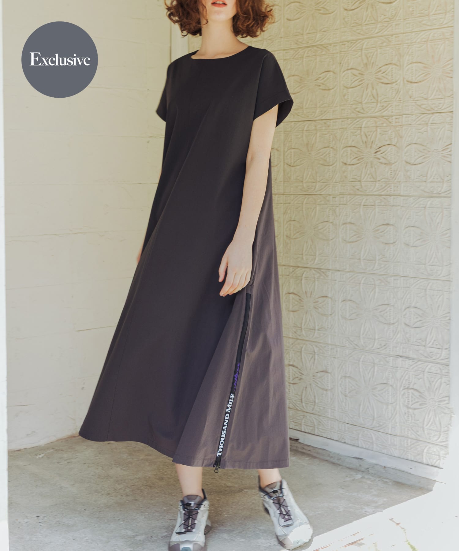 『吸水速乾/UVカット/イージーケア』『別注』THOUSAND MILE×URBAN RESEARCH　FRENCH SLEEVE DRESS