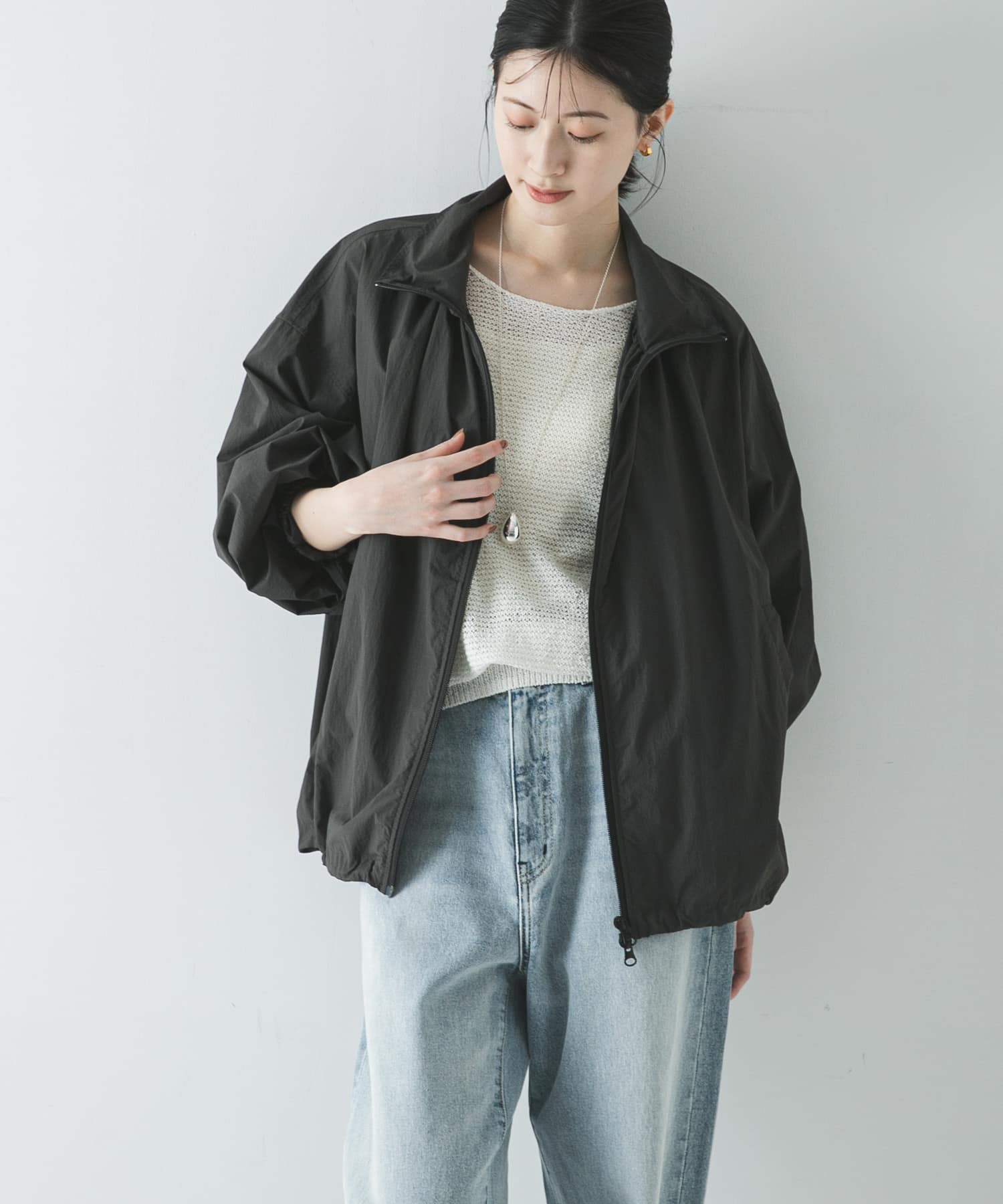 撥水ナイロンギャザーブルゾン