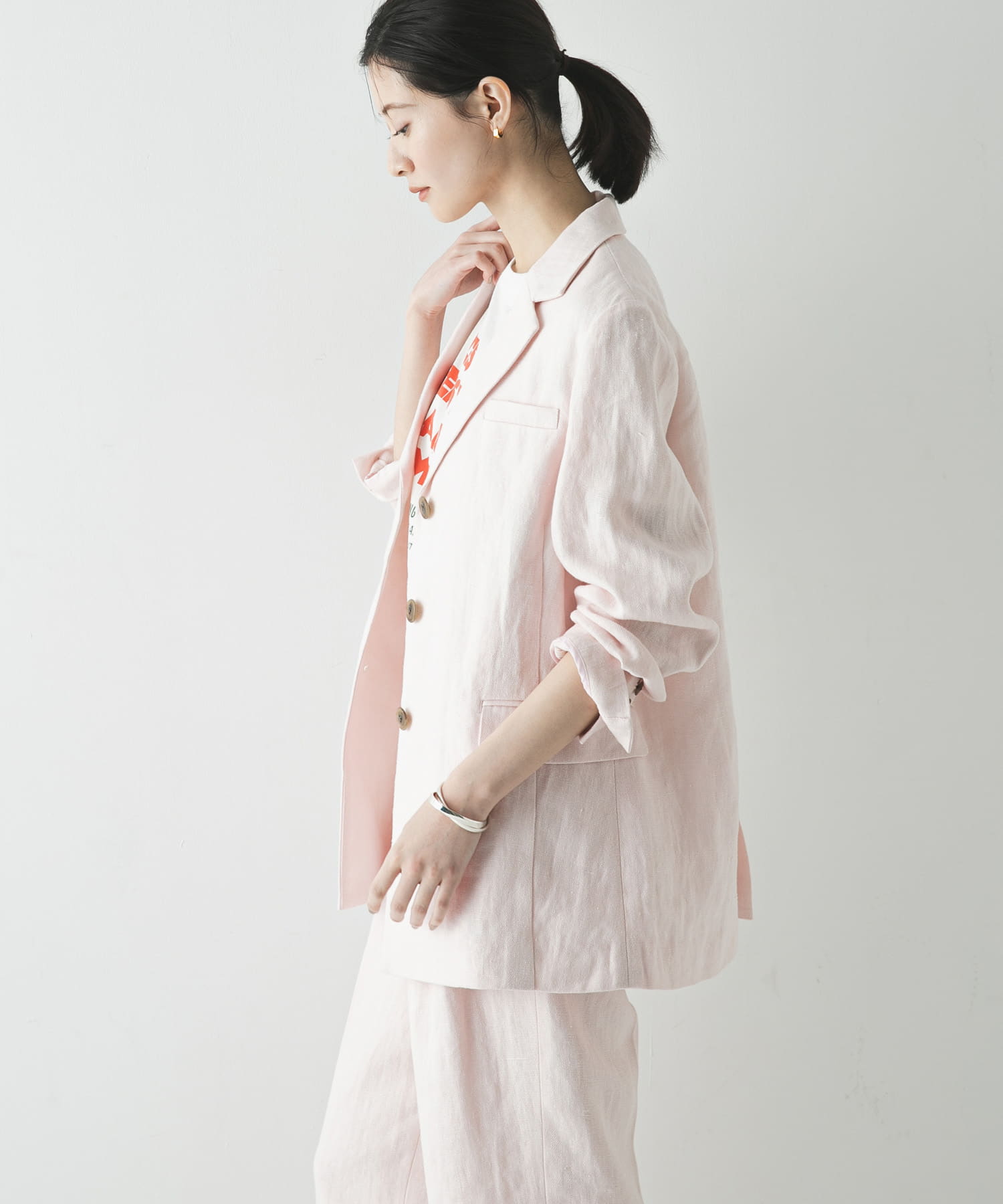 オックスリネンテーラードジャケット(Free L.PINK): アウター｜URBAN