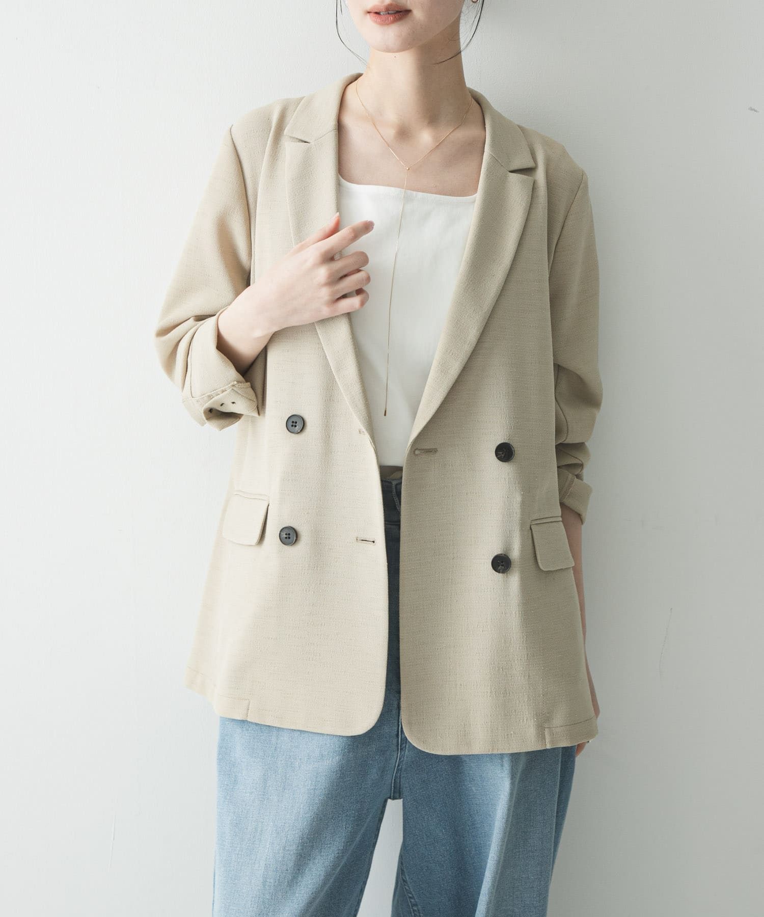 ダブルブレストメッシュジャケット