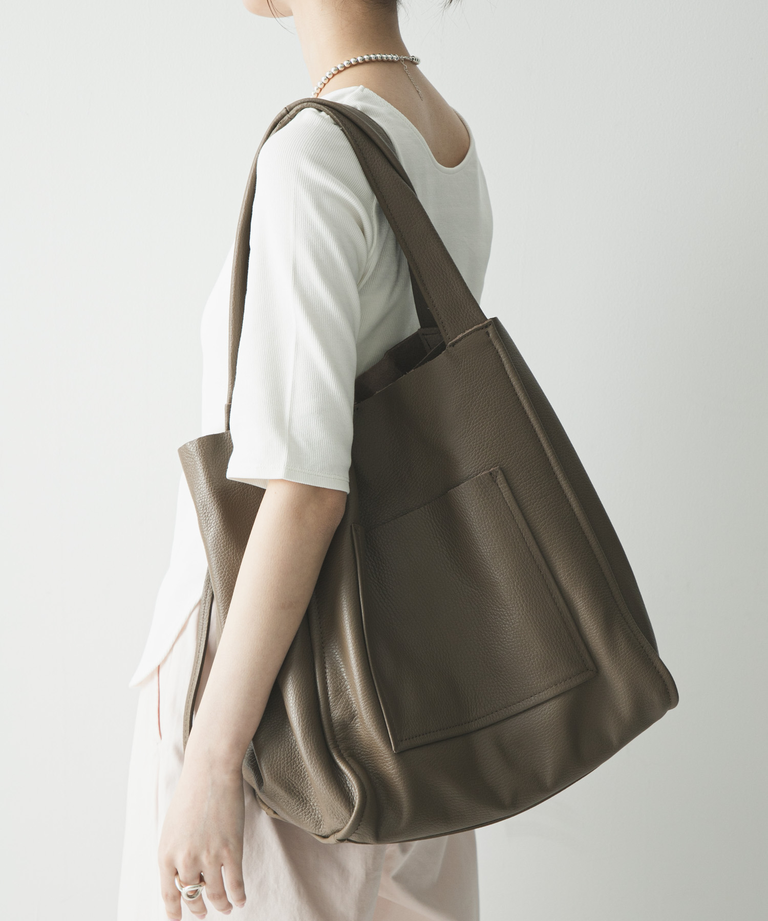 ソフトレザービッグトートバッグ MOCHABROWN -