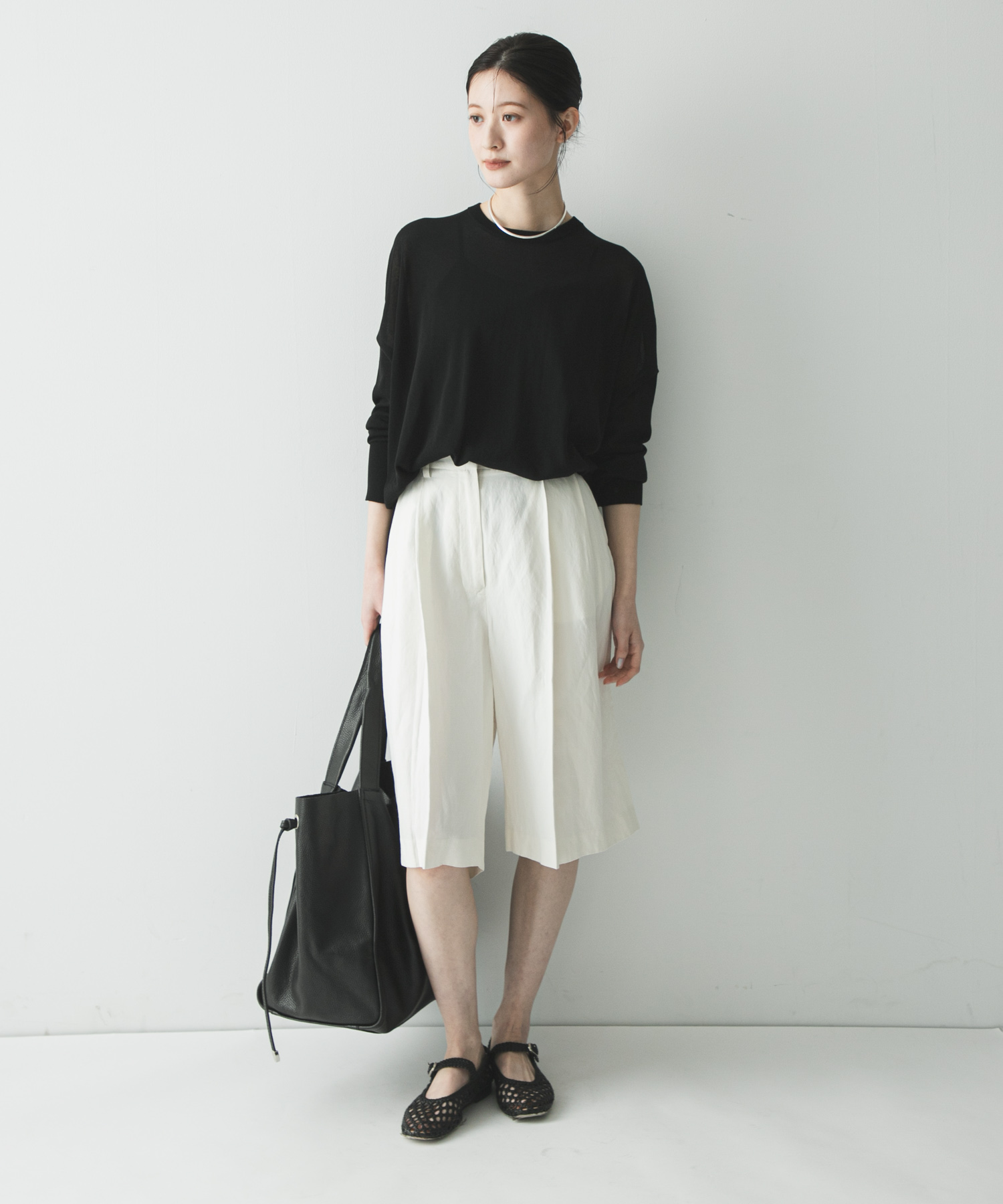 ソフトレザービッグトートバッグ BLACK -