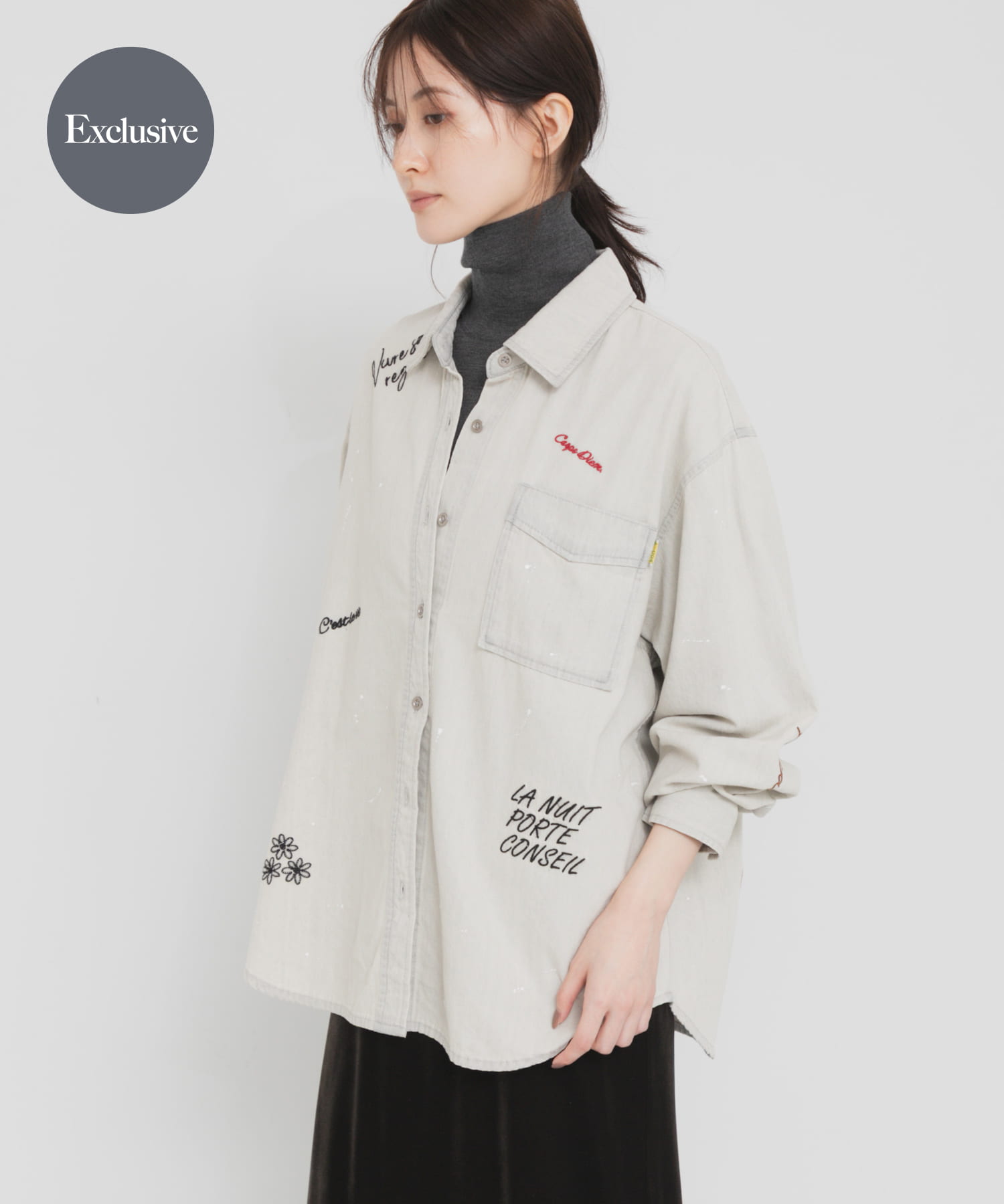 『別注』PICCADILLY×URBAN RESEARCH　刺繍デニムシャツ