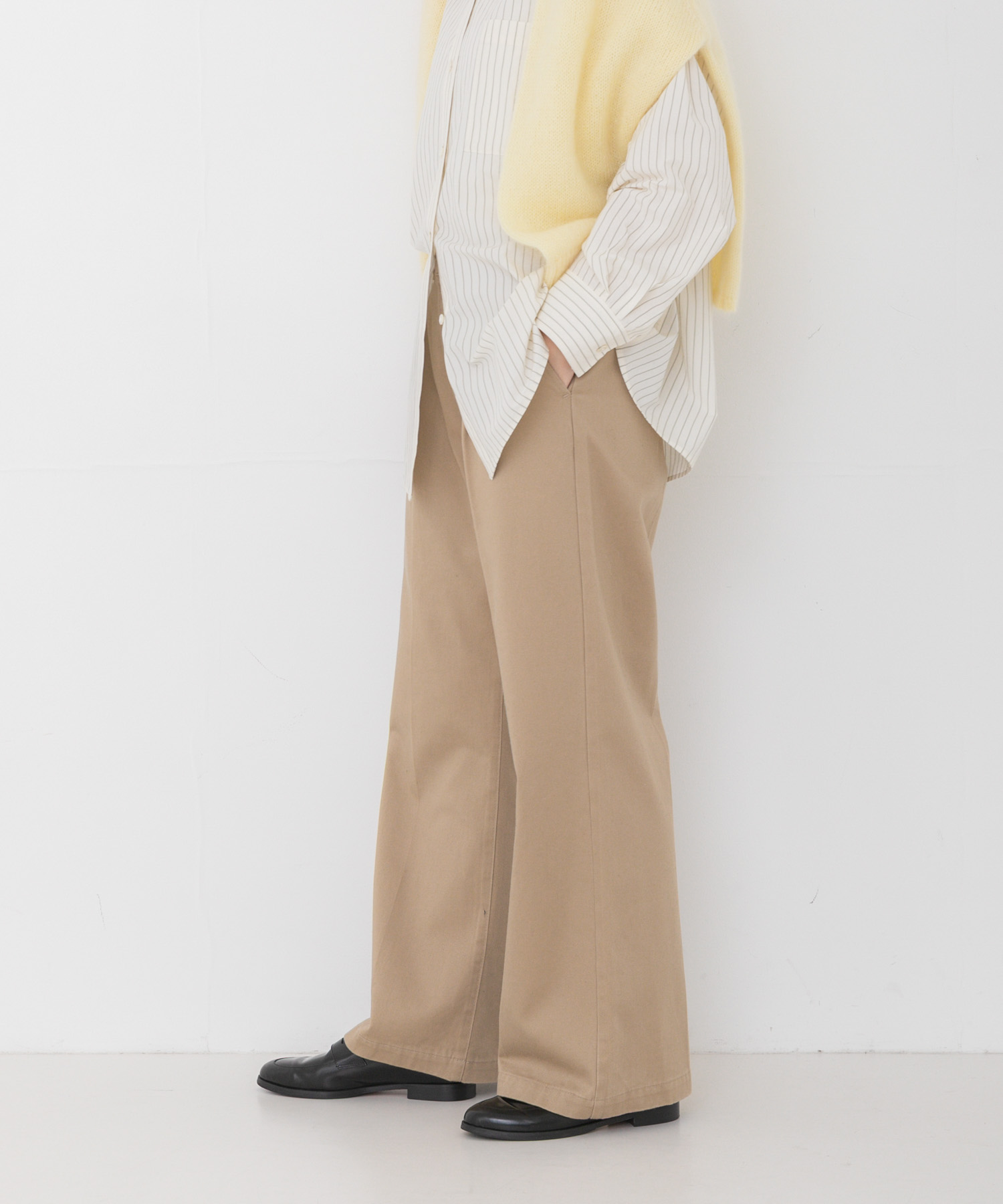 『3サイズ展開』コットンサテンストレートパンツ