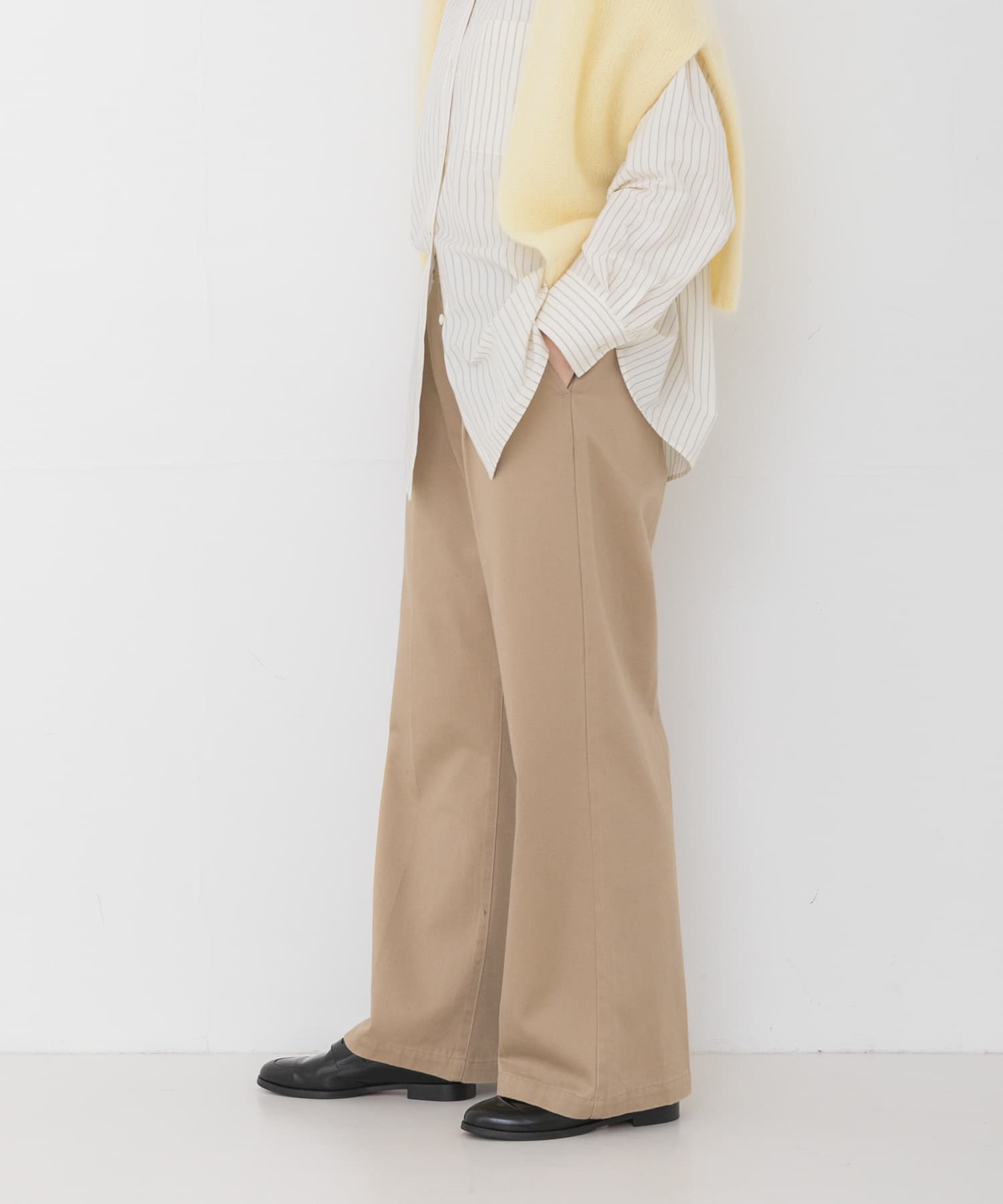 『3サイズ展開』コットンサテンストレートパンツ