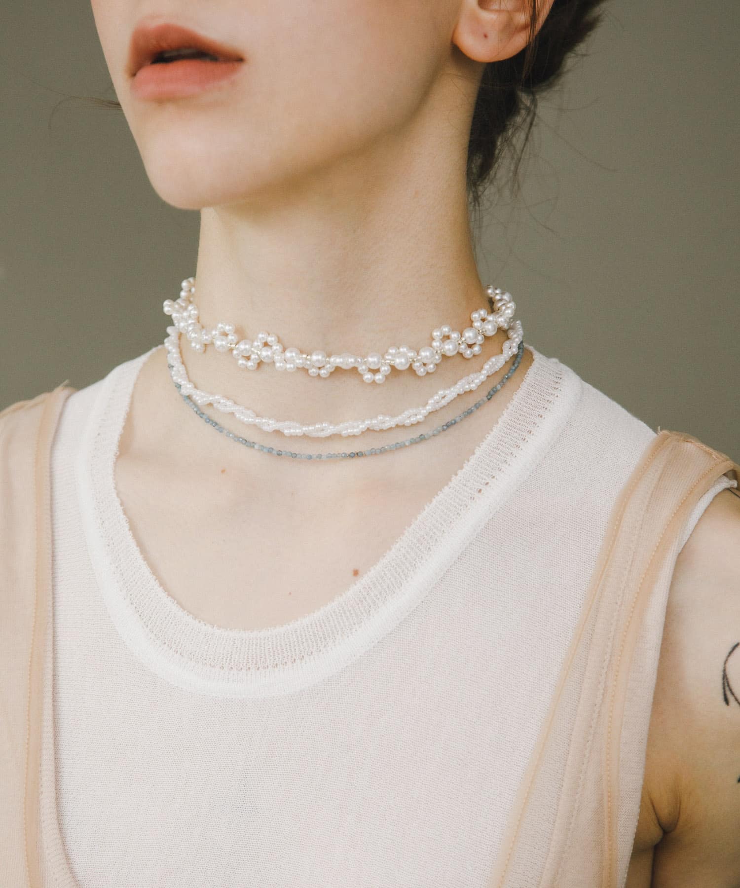 decor『デコール』　AQUAMARINE BEAD NECKLACE