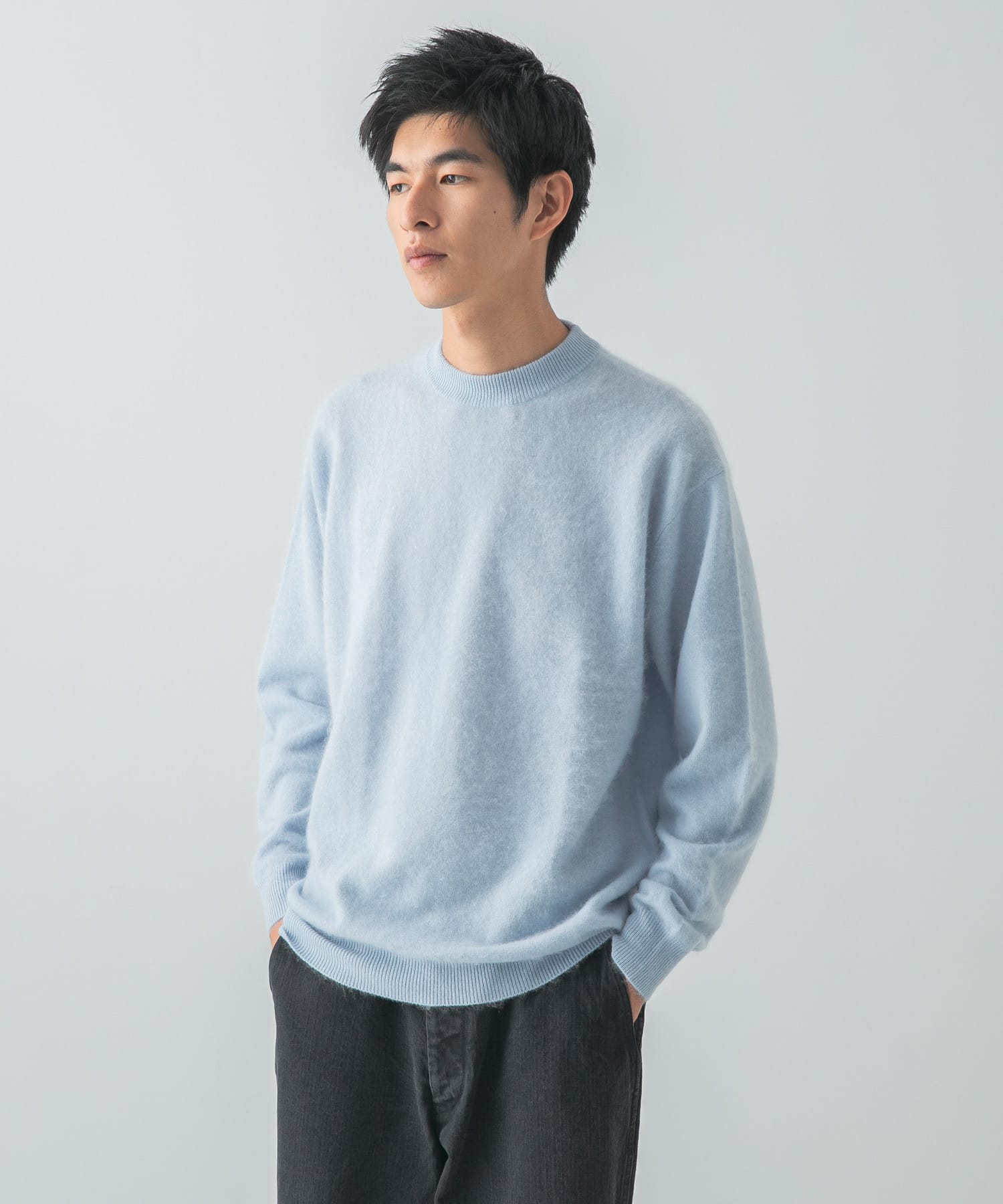 FUR WOOL CREW-NECK KNIT