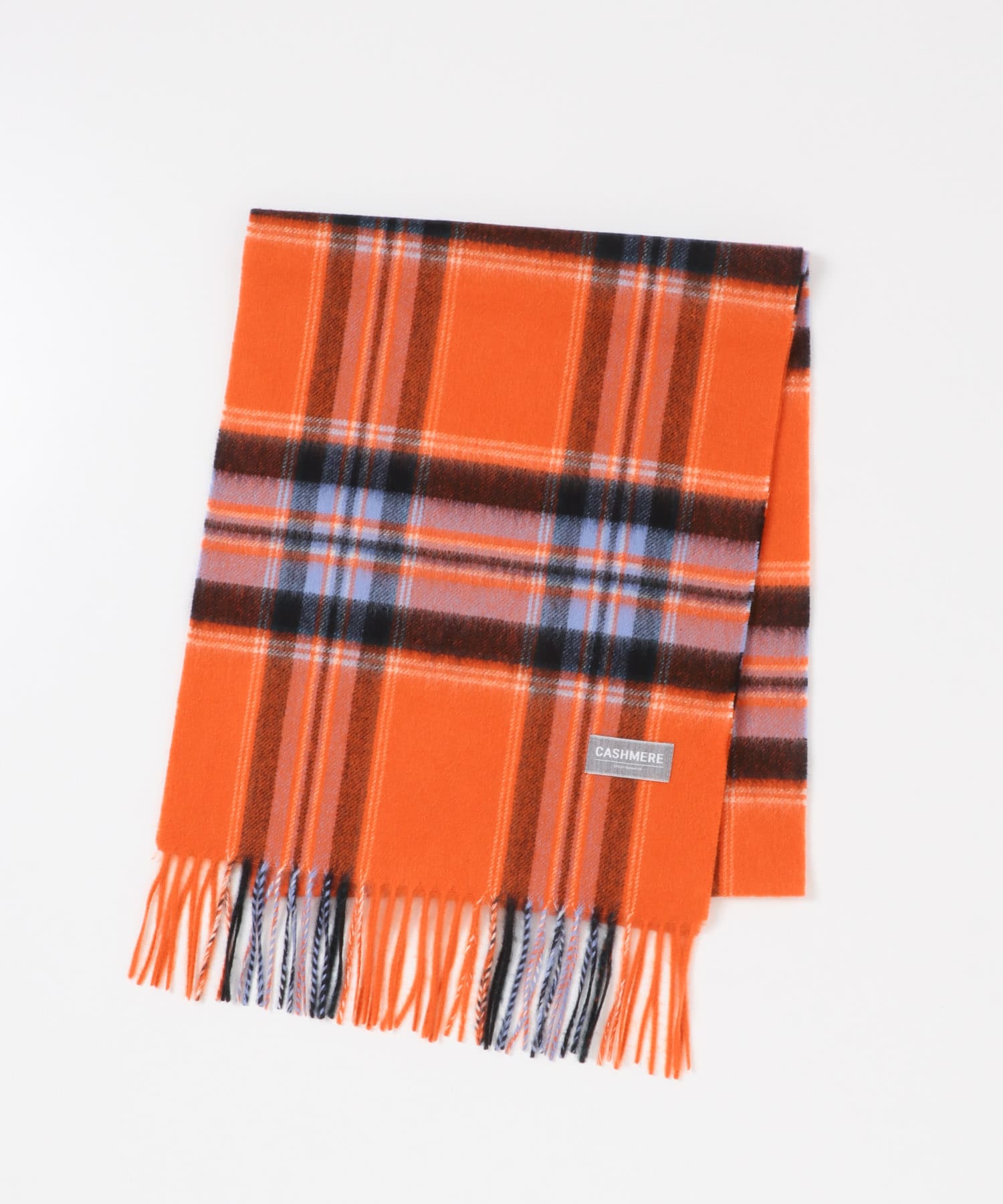 CHECK CASHMERE SCARF ORANGE Free