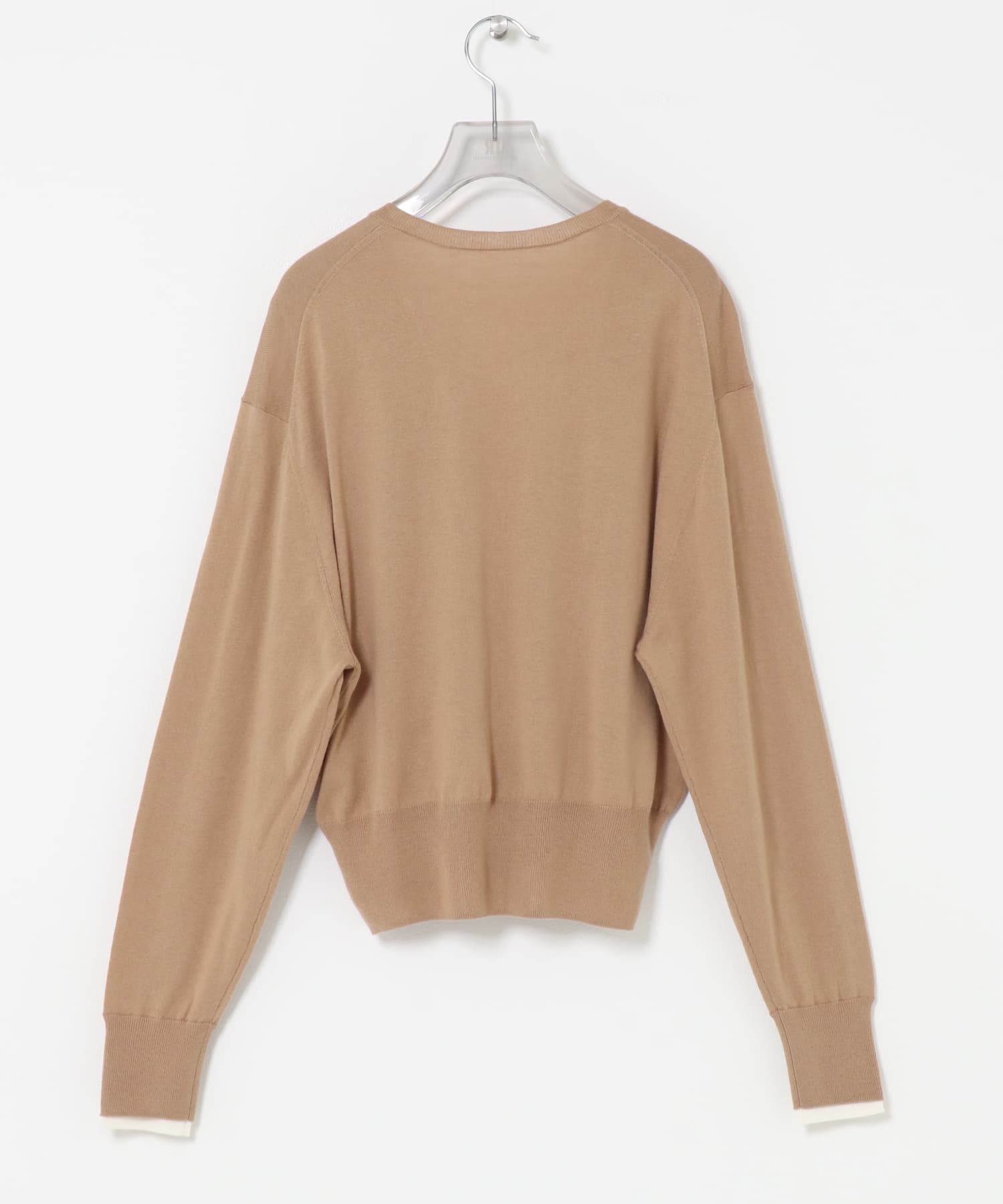 ウールブレンドレイヤードデザインニット BEIGE Free