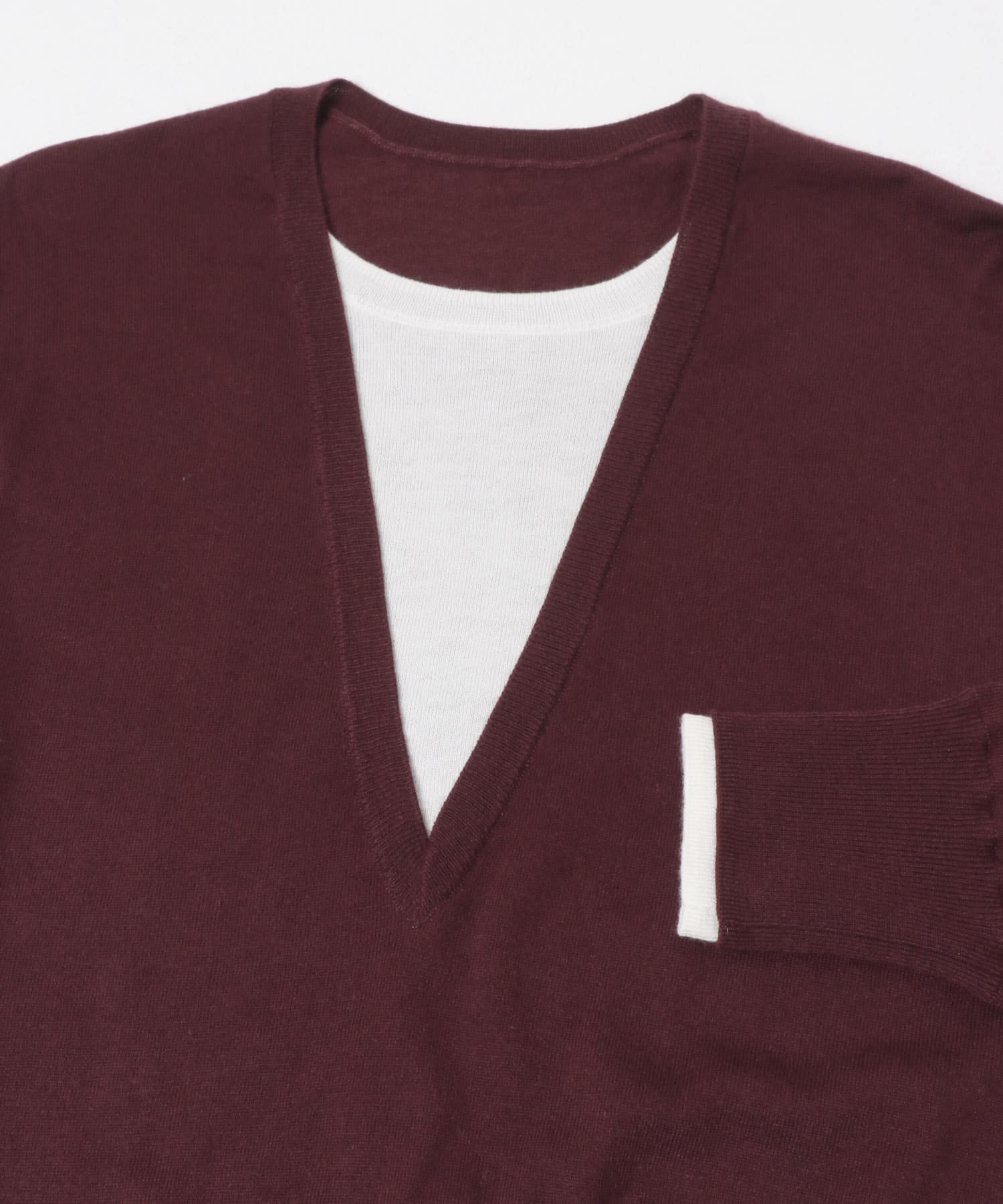 ウールブレンドレイヤードデザインニット BORDEAUX Free