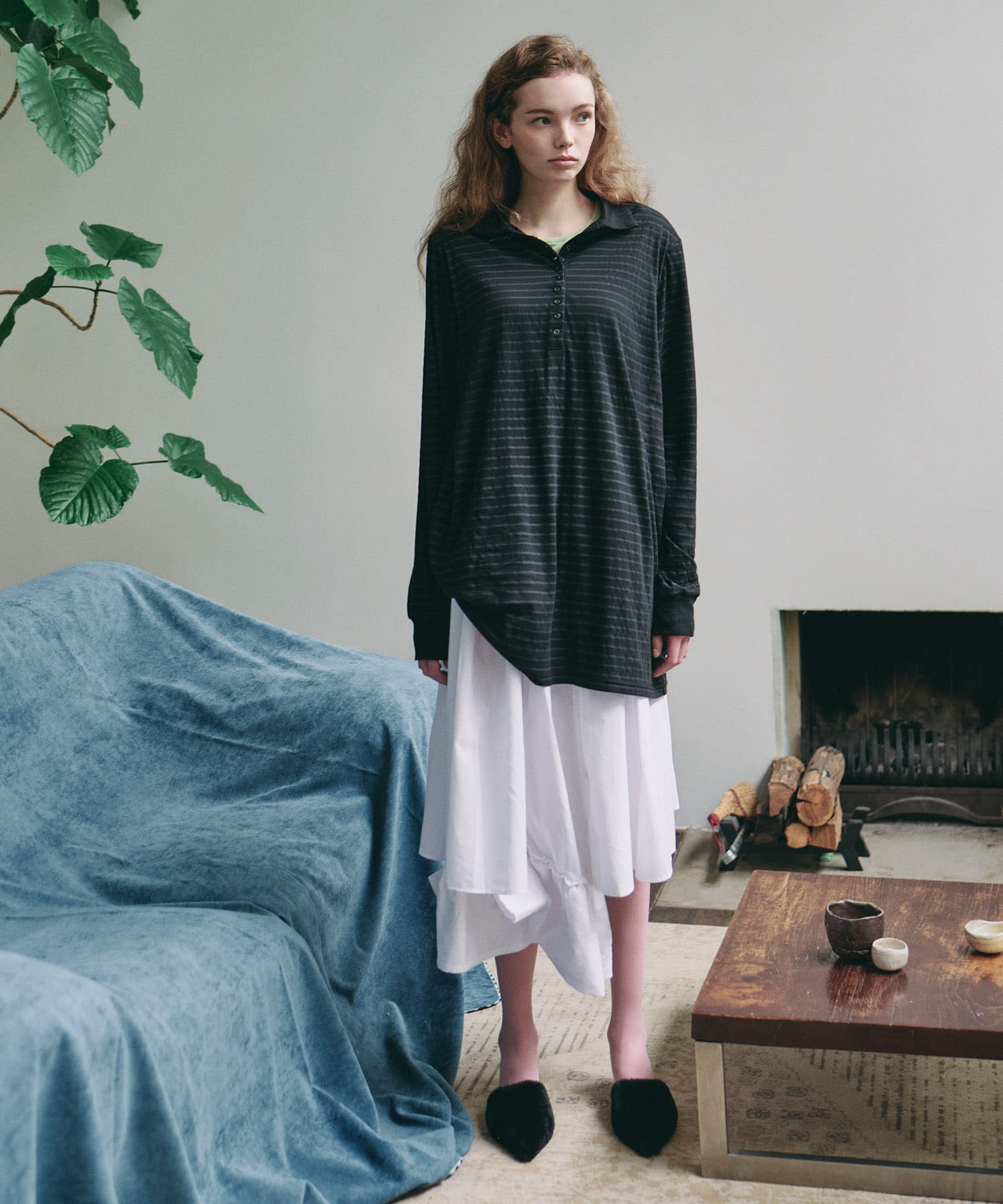 Teya　Stripe Long Polo