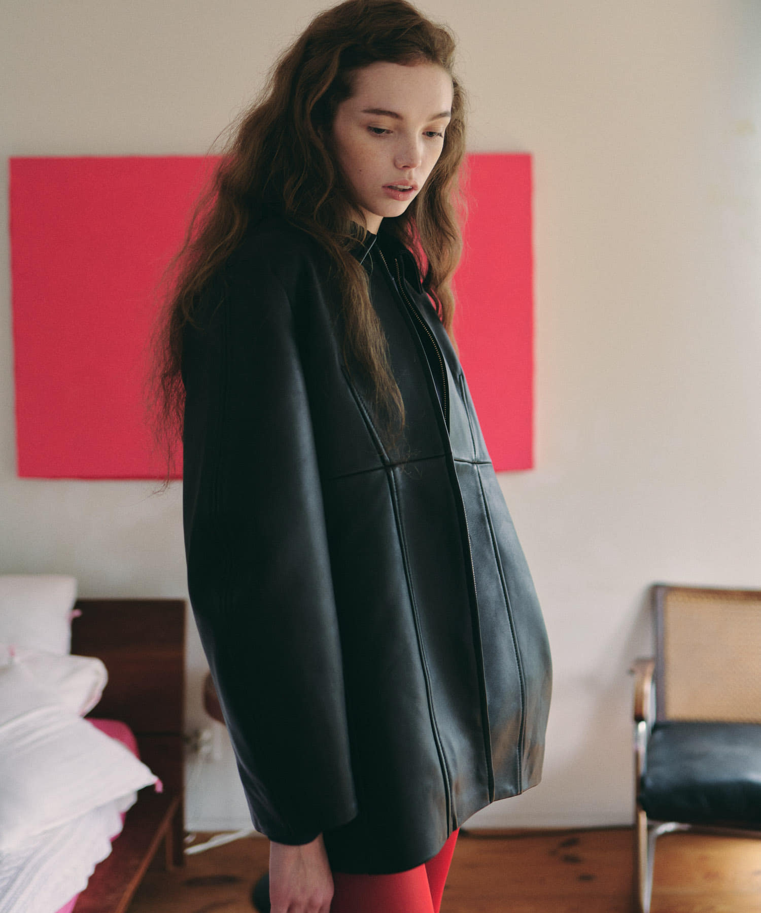 Teya　Fold Leather Jacket