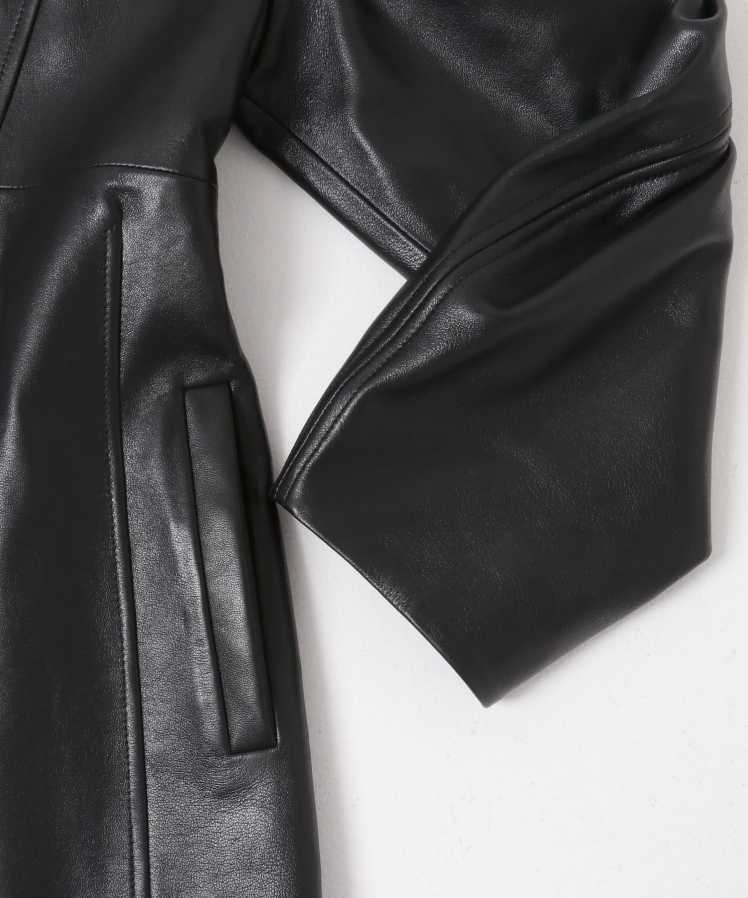Teya　Fold Leather Jacket BLACK Free