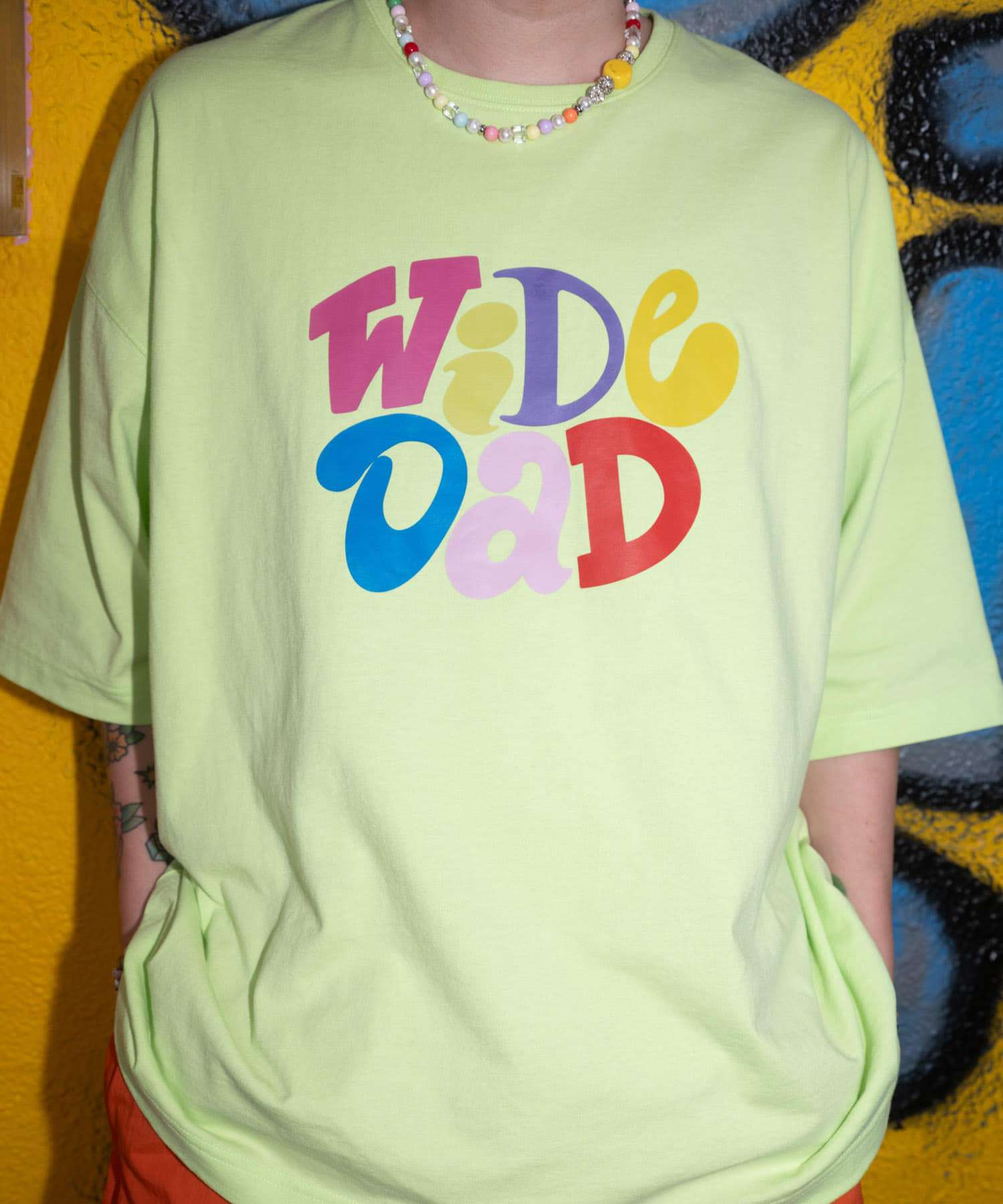 Wide Dad　GRAPHIC T-SHIRTS WITH HATCH LIMEGREEN 1
