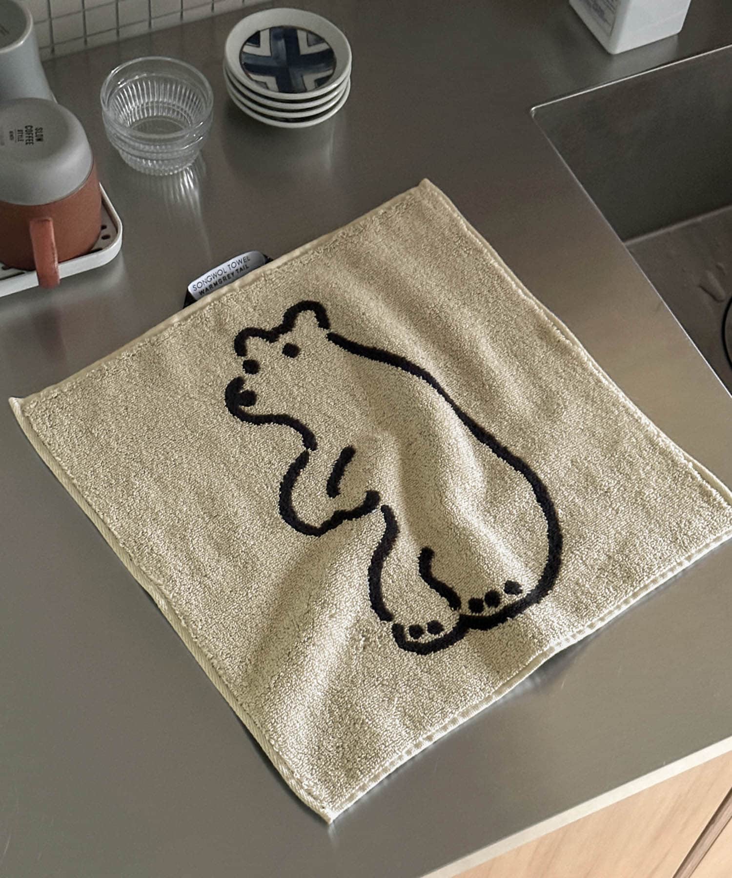 WARMGREYTAIL　HANDTOWEL-HUGGY BEAR CREAM -