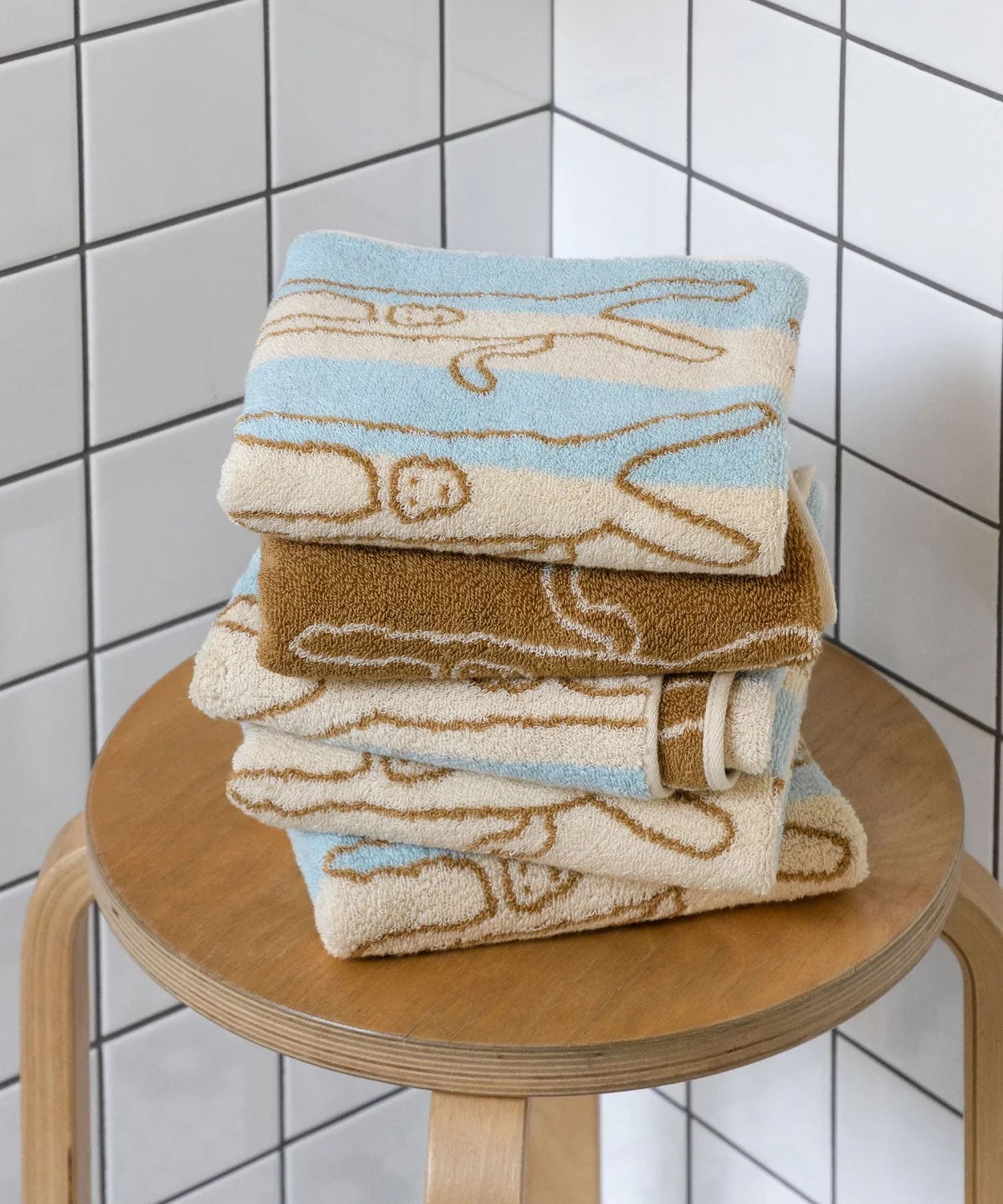 WARMGREYTAIL　FACETOWEL-MONKEY BLUE ST -