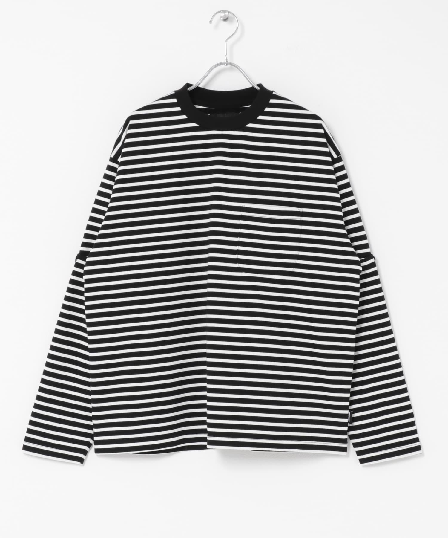 MODMNT　DETACHABLE BORDER L/S TEE NVY S