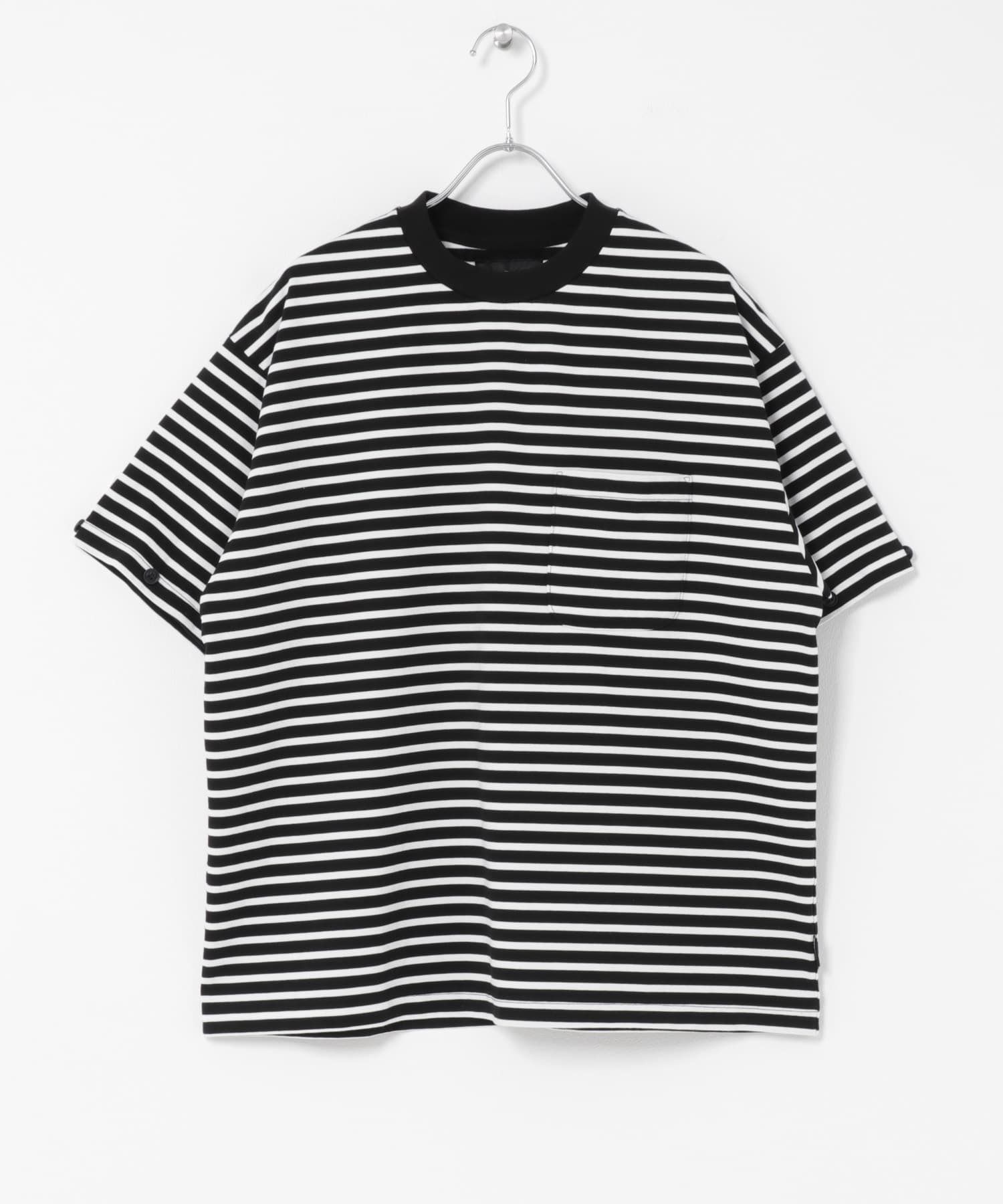 MODMNT　DETACHABLE BORDER L/S TEE NVY S