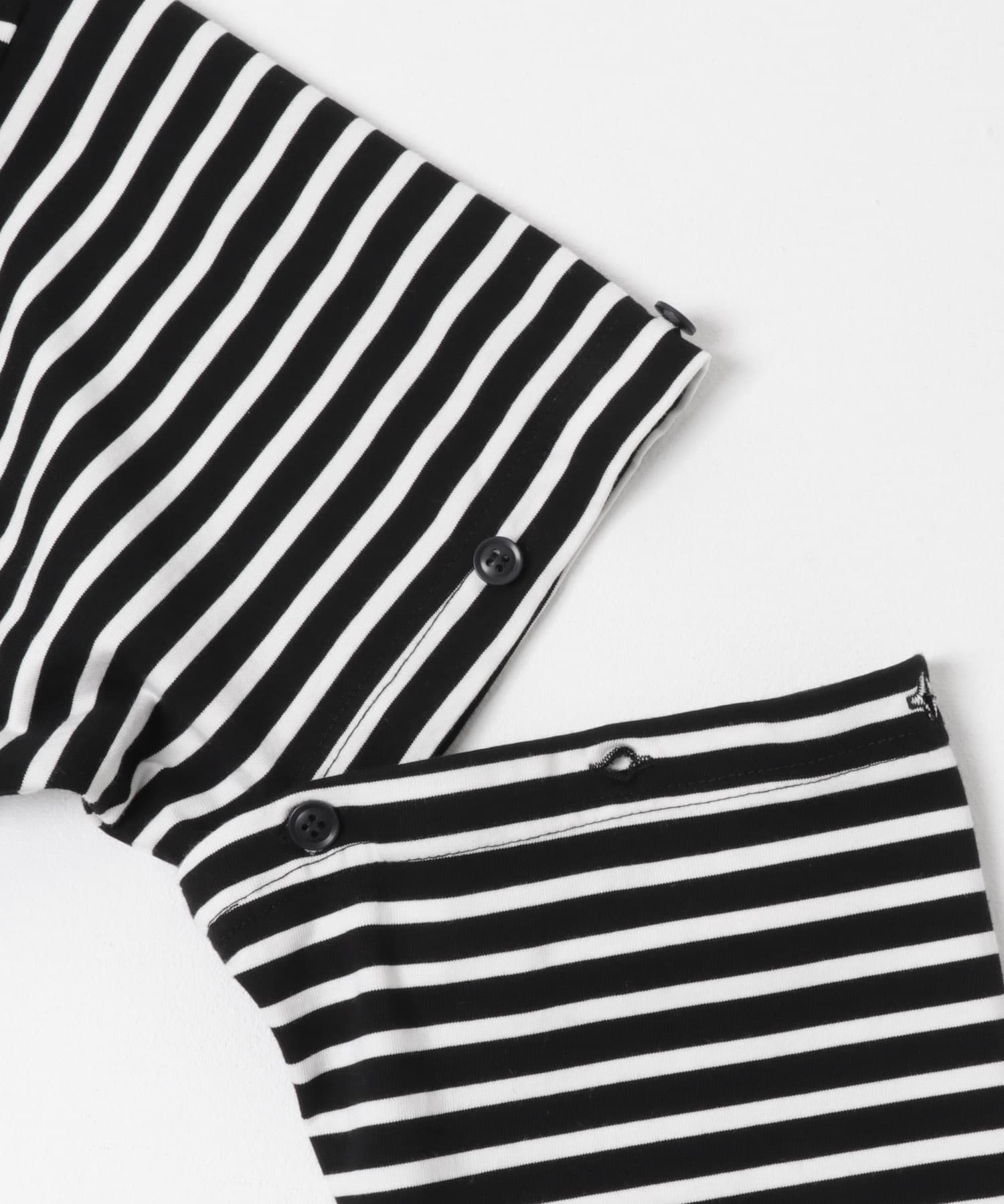 MODMNT　DETACHABLE BORDER L/S TEE NVY S